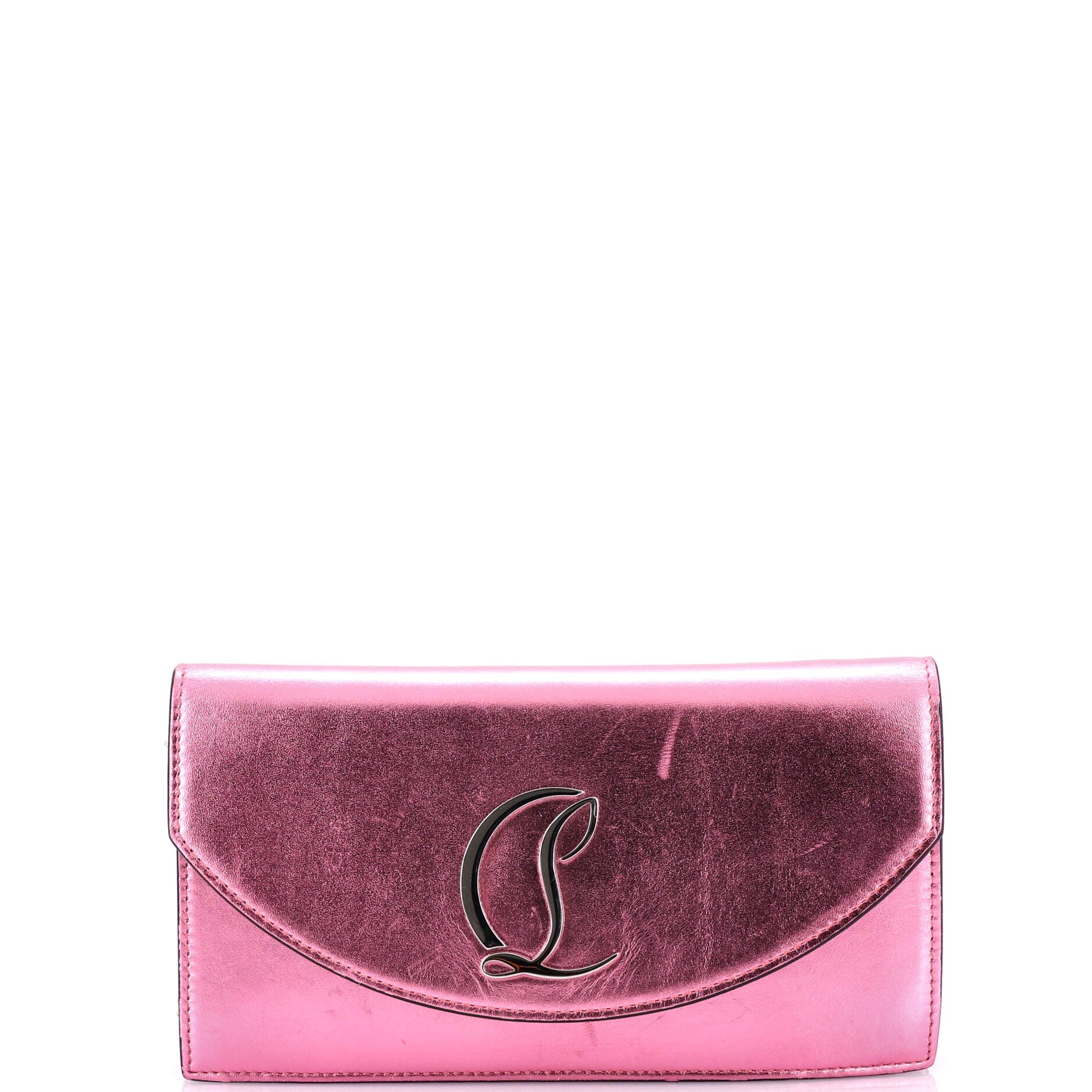 Loubi54 Chain Clutch Metallic Leather