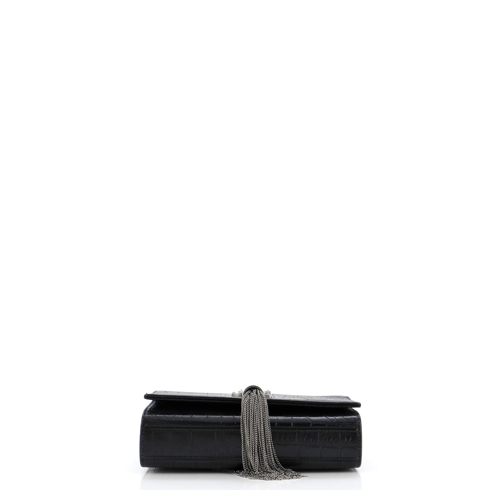 Classic Monogram Tassel Crossbody Bag Crocodile Embossed Leather Small