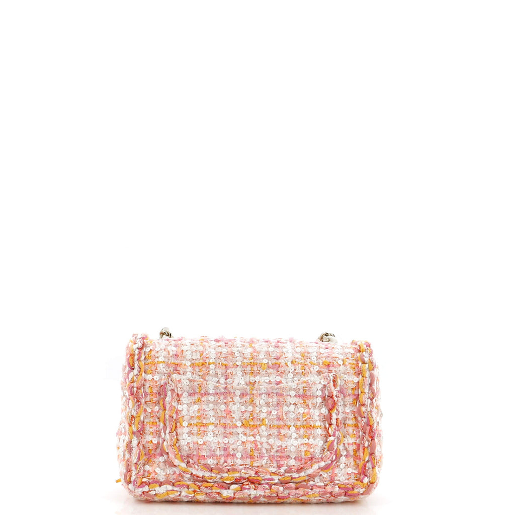 Classic Single Flap Bag Braided Quilted Tweed with Sequins Mini