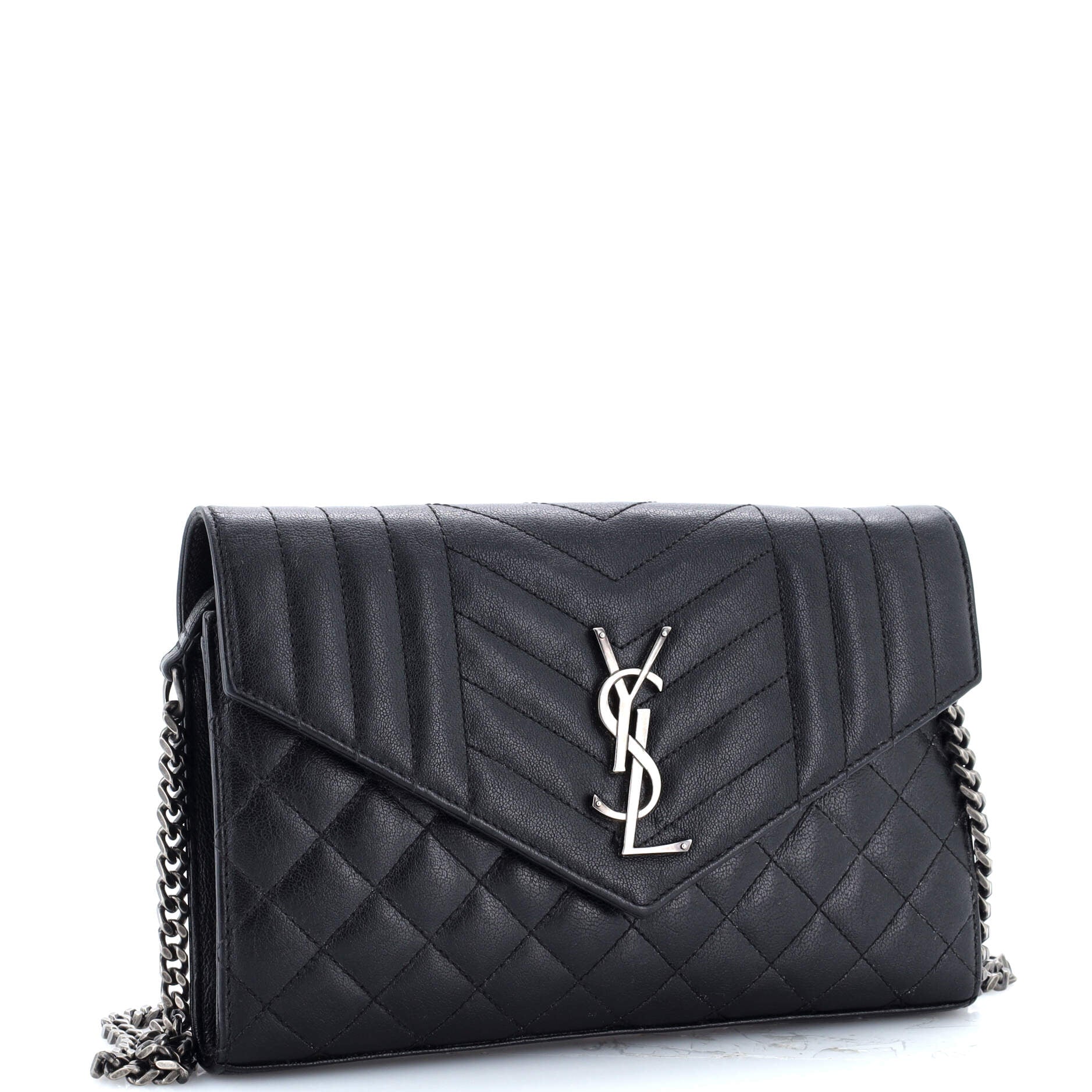 Classic Monogram Envelope Satchel Mixed Matelasse Leather Small