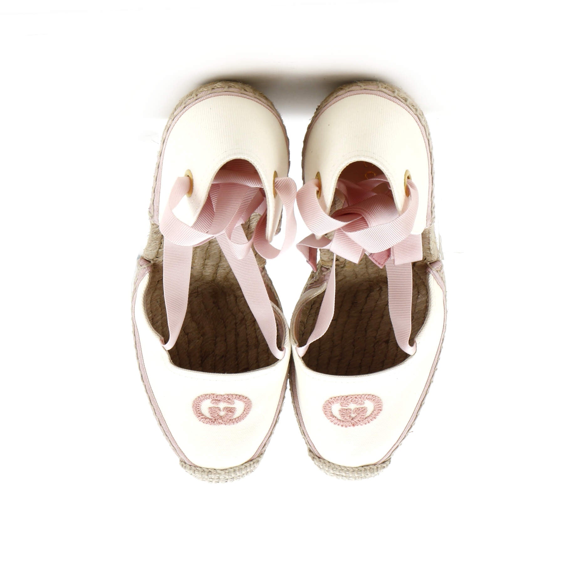 Women's Interlocking G Wedge Espadrilles Embroidered Canvas