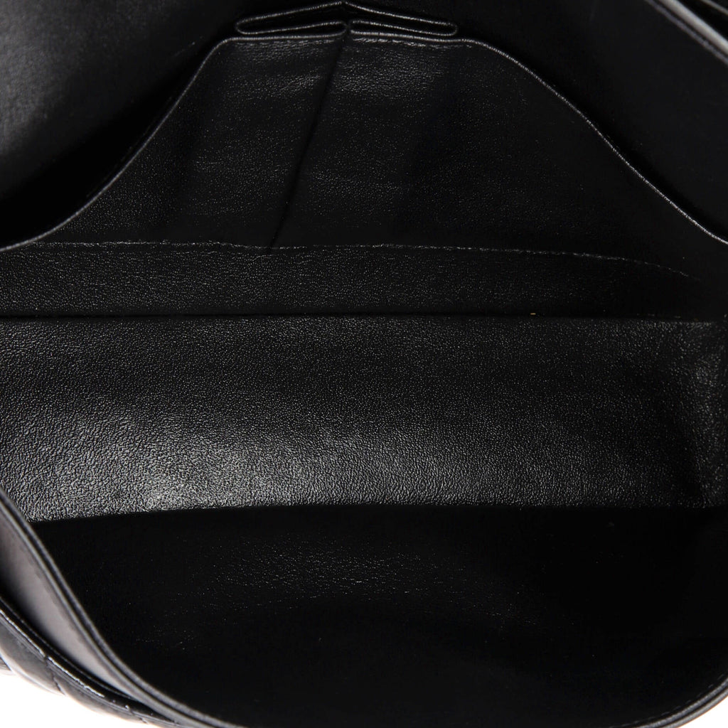 So Black Classic Double Flap Bag Chevron Crinkled Patent Medium