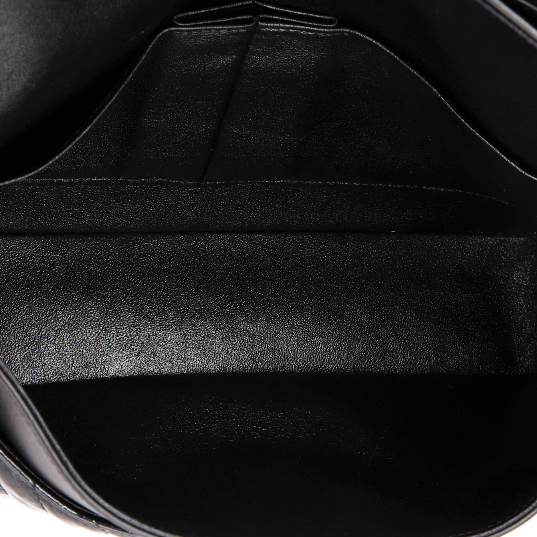 So Black Classic Double Flap Bag Chevron Crinkled Patent Medium