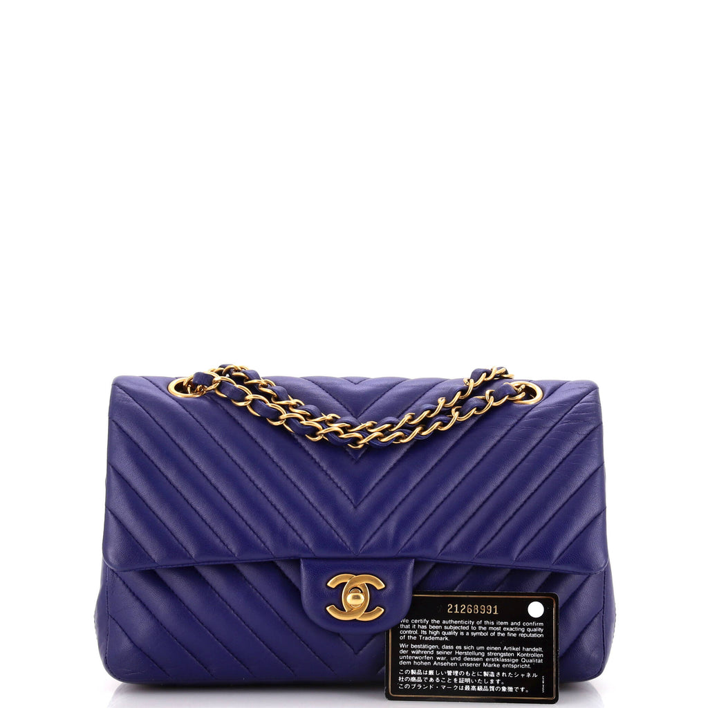 Classic Double Flap Bag Chevron Calfskin Medium