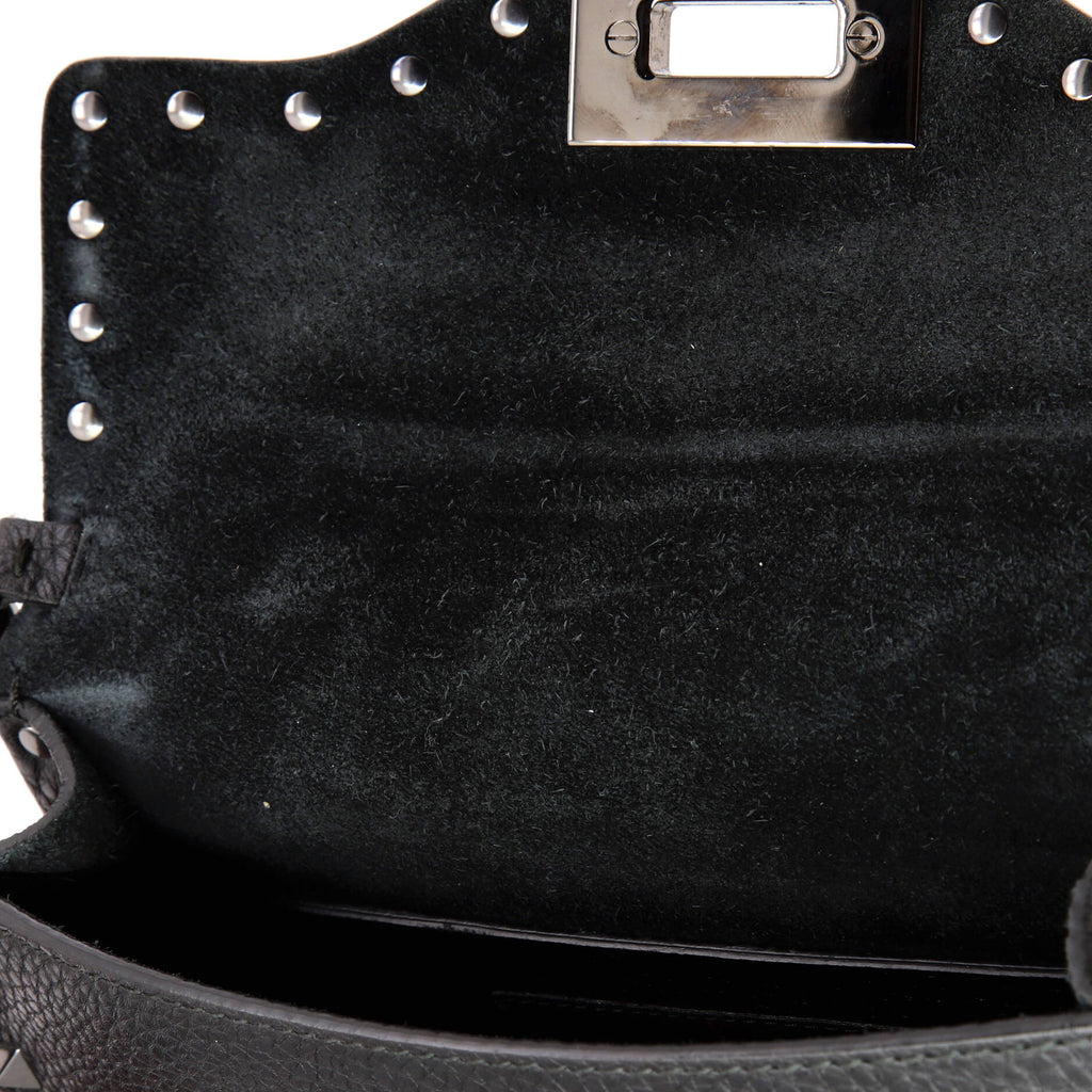 Rolling Rockstud Flip Lock Flap Bag Leather with Cabochons Small