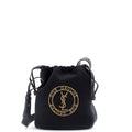 Rive Gauche Drawstring Bucket Bag Embroidered Wool