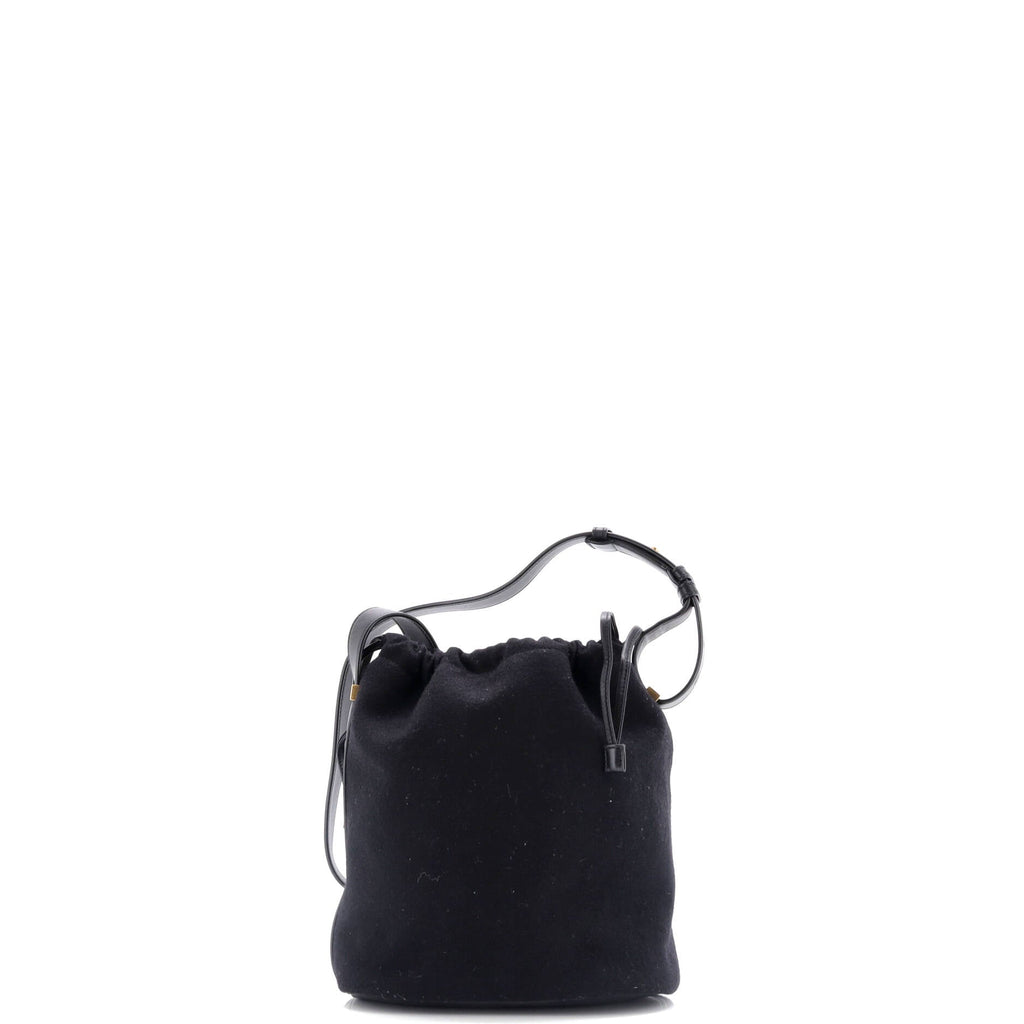 Rive Gauche Drawstring Bucket Bag Embroidered Wool