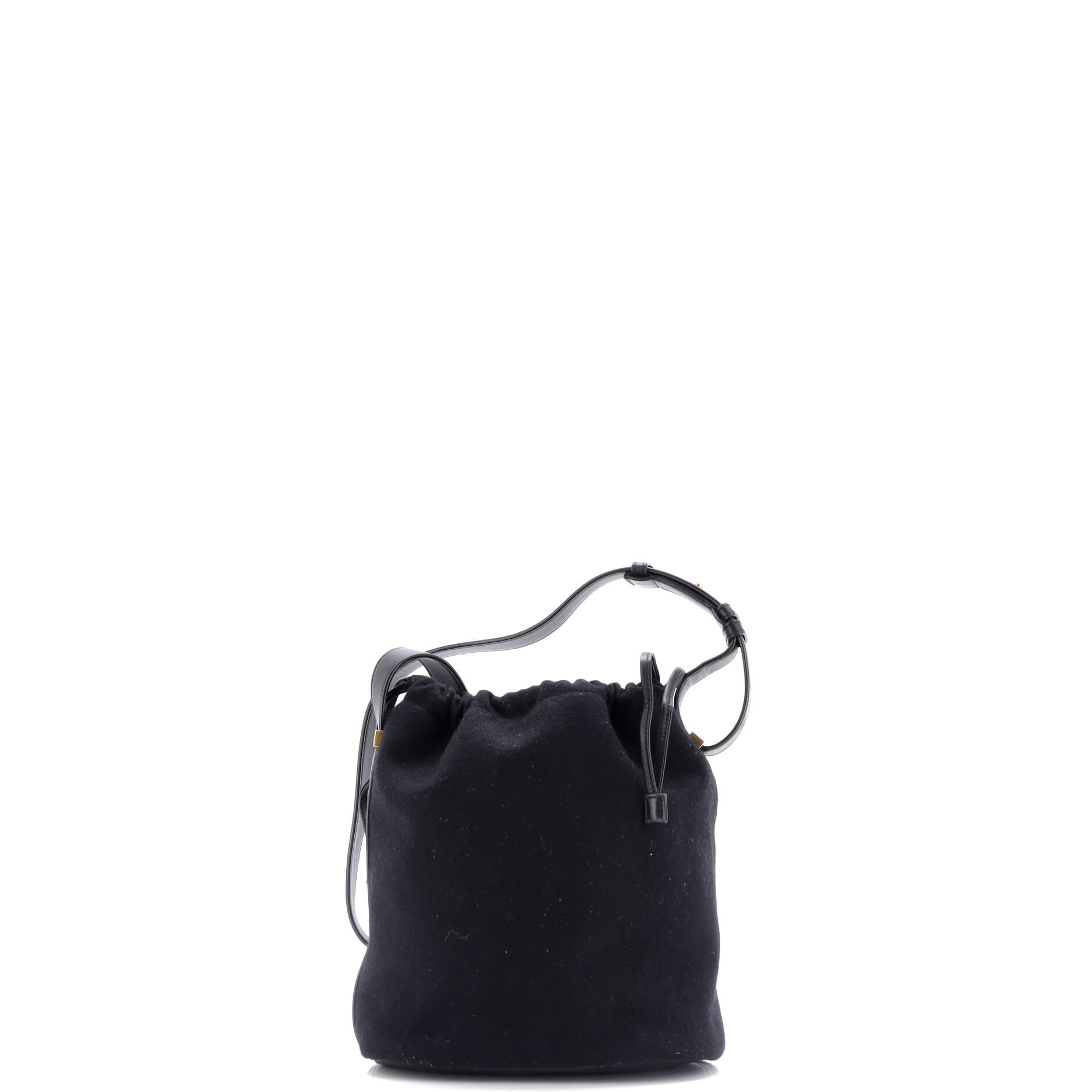 Rive Gauche Drawstring Bucket Bag Embroidered Wool