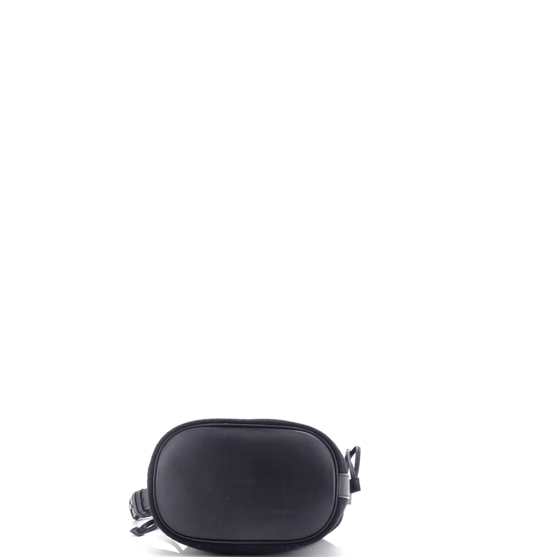 Rive Gauche Drawstring Bucket Bag Embroidered Wool