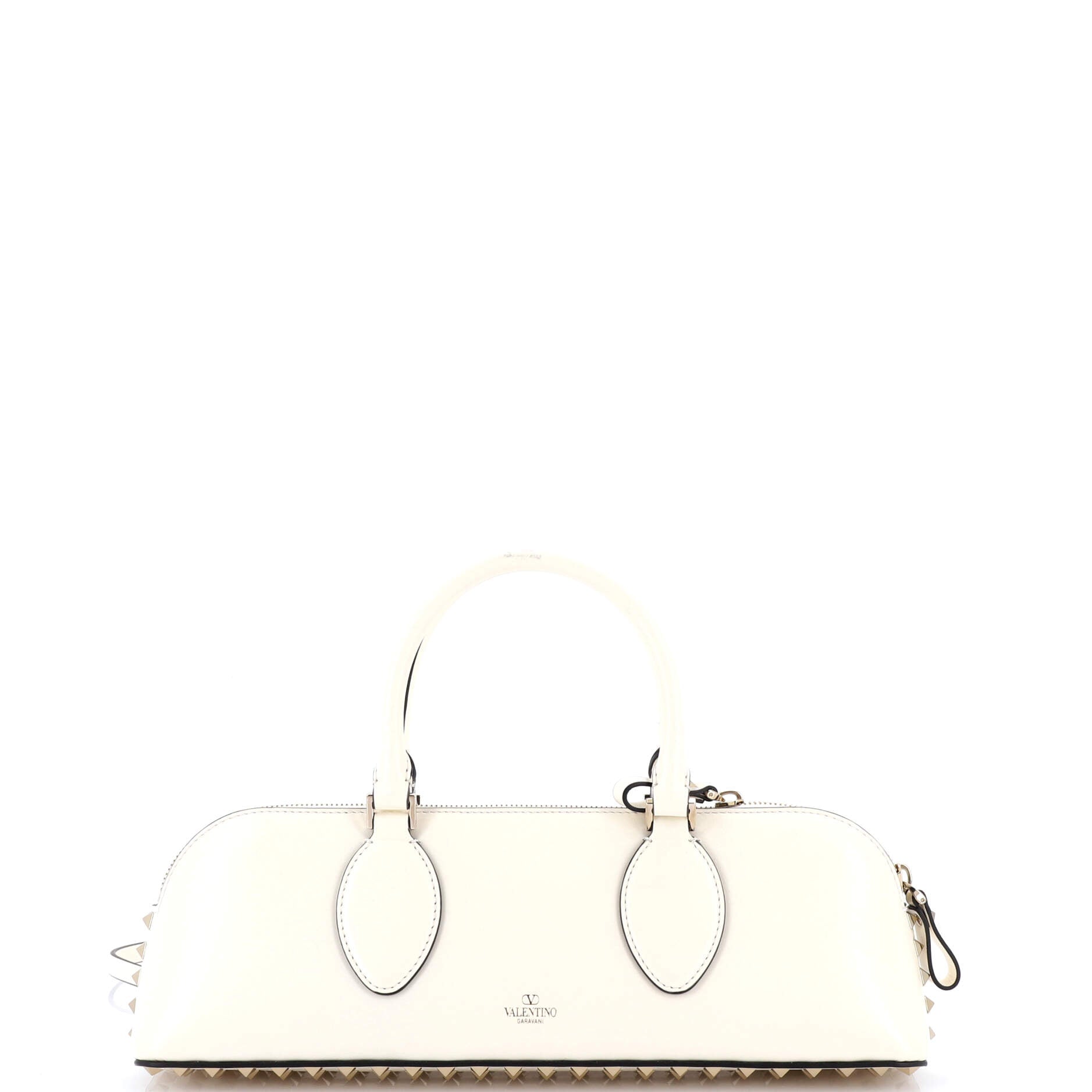 Rockstud Zip Up Top Handle Bag Leather East West