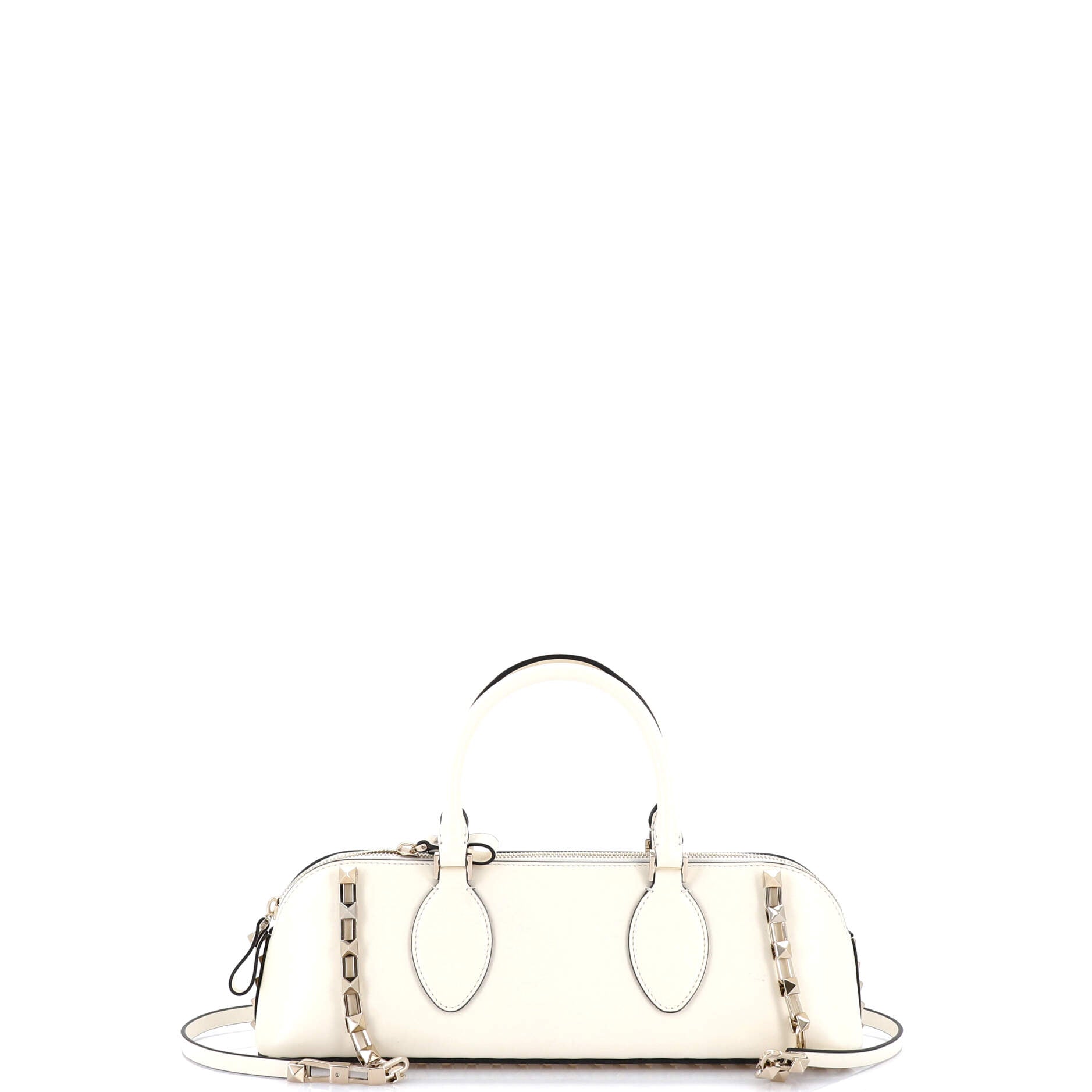 Rockstud Zip Up Top Handle Bag Leather East West