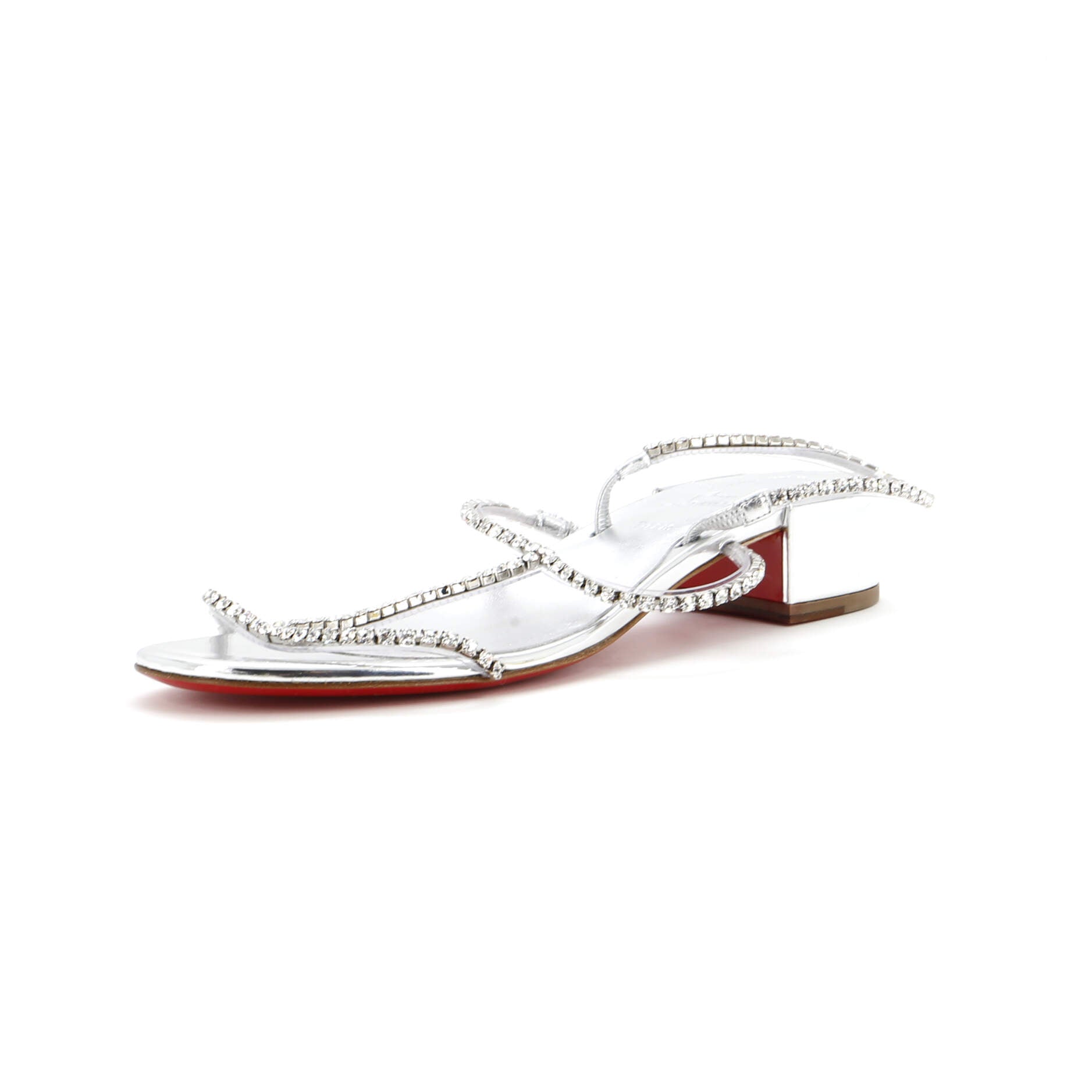 Women's Simple Queenie Sandals Crystal Embellished Leather 25