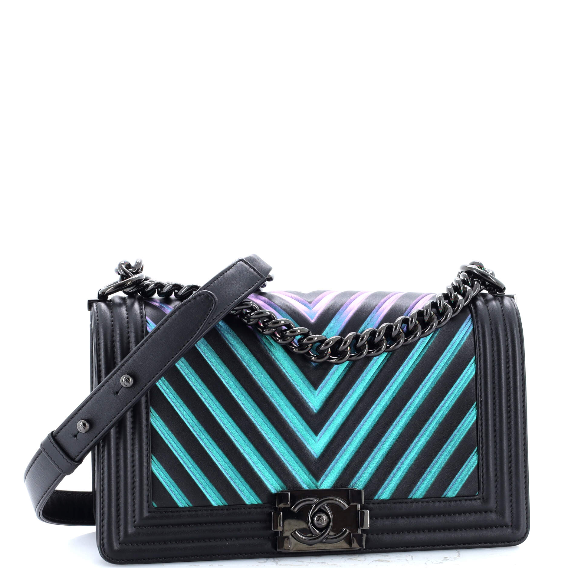 Boy Flap Bag Chevron Painted Calfskin Old Medium