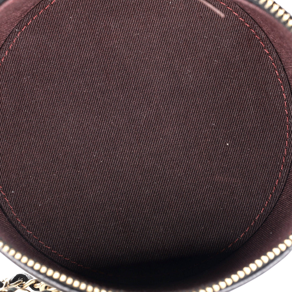 CC Round Vanity Case with Chain Quilted Lambskin Mini