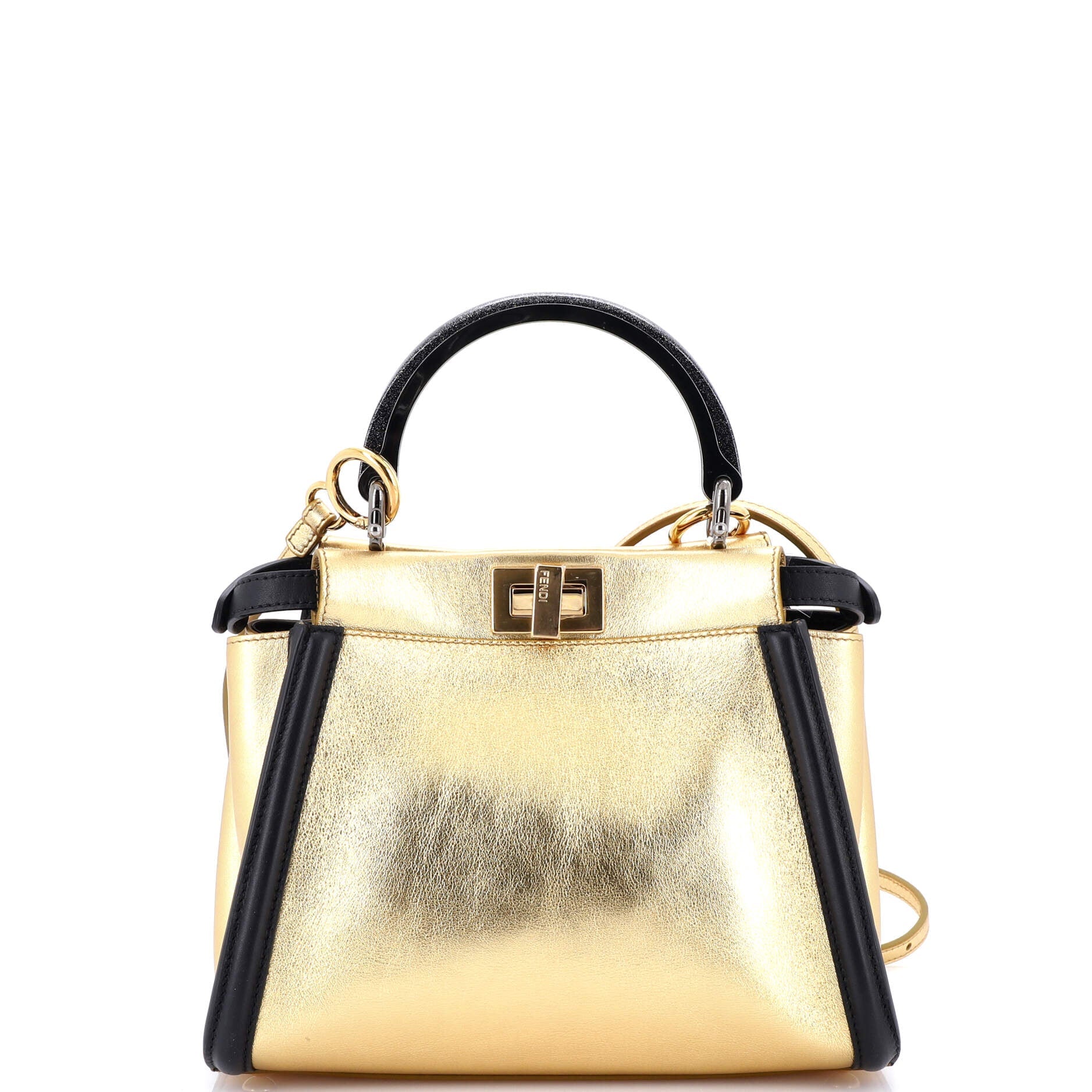 Resin Handle Peekaboo Bag Leather Mini
