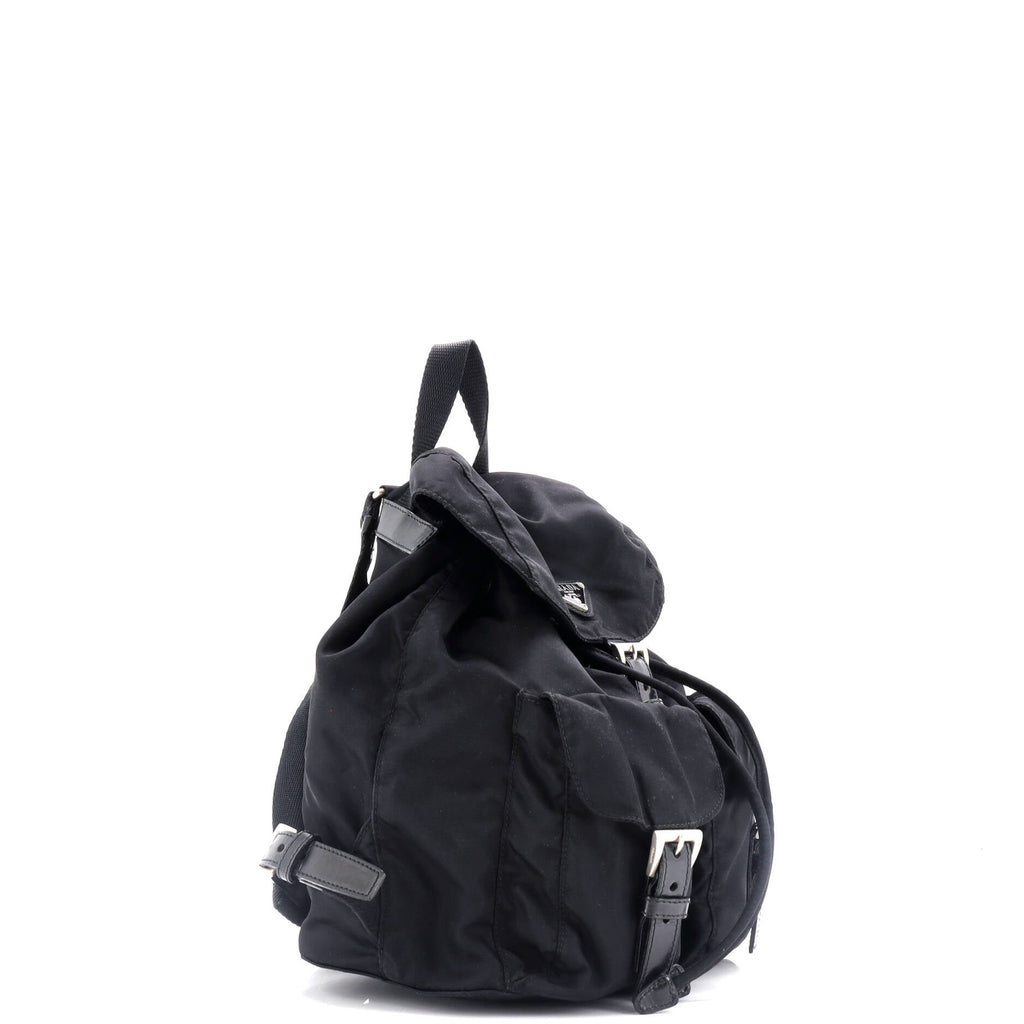 Vela Double Front Pocket Backpack Tessuto with Saffiano Leather Small