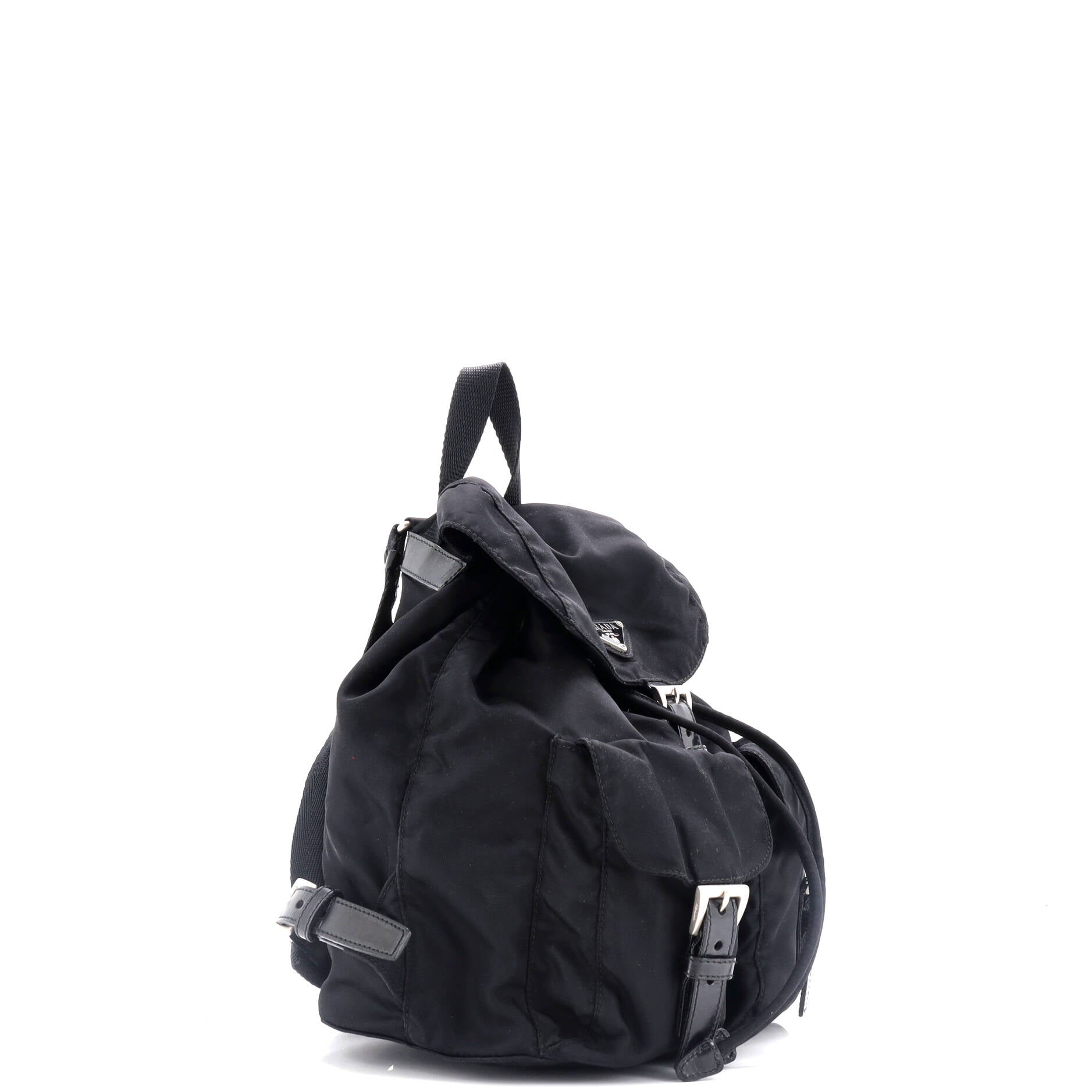 Vela Double Front Pocket Backpack Tessuto with Saffiano Leather Small