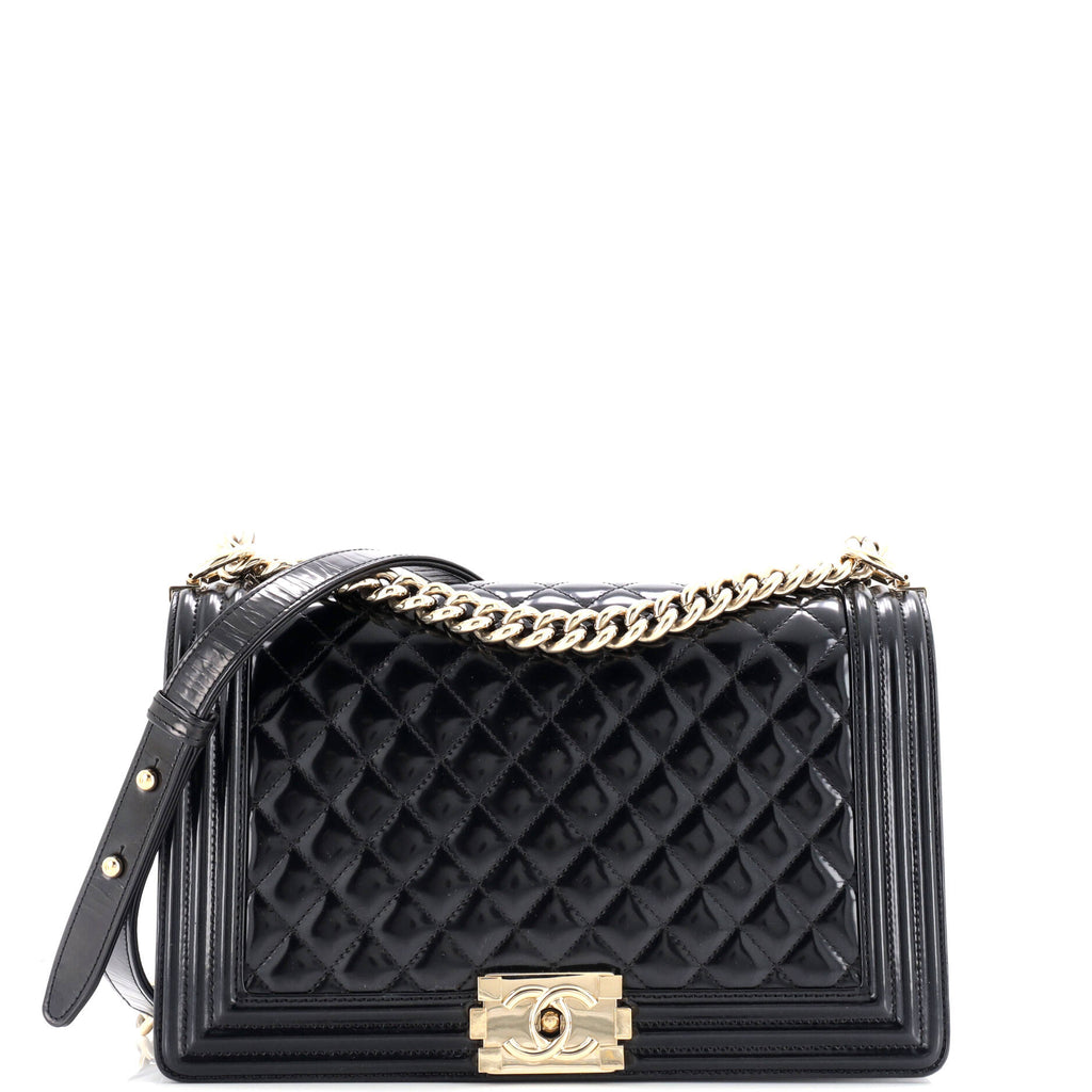 Boy Flap Bag Quilted Patent New Medium