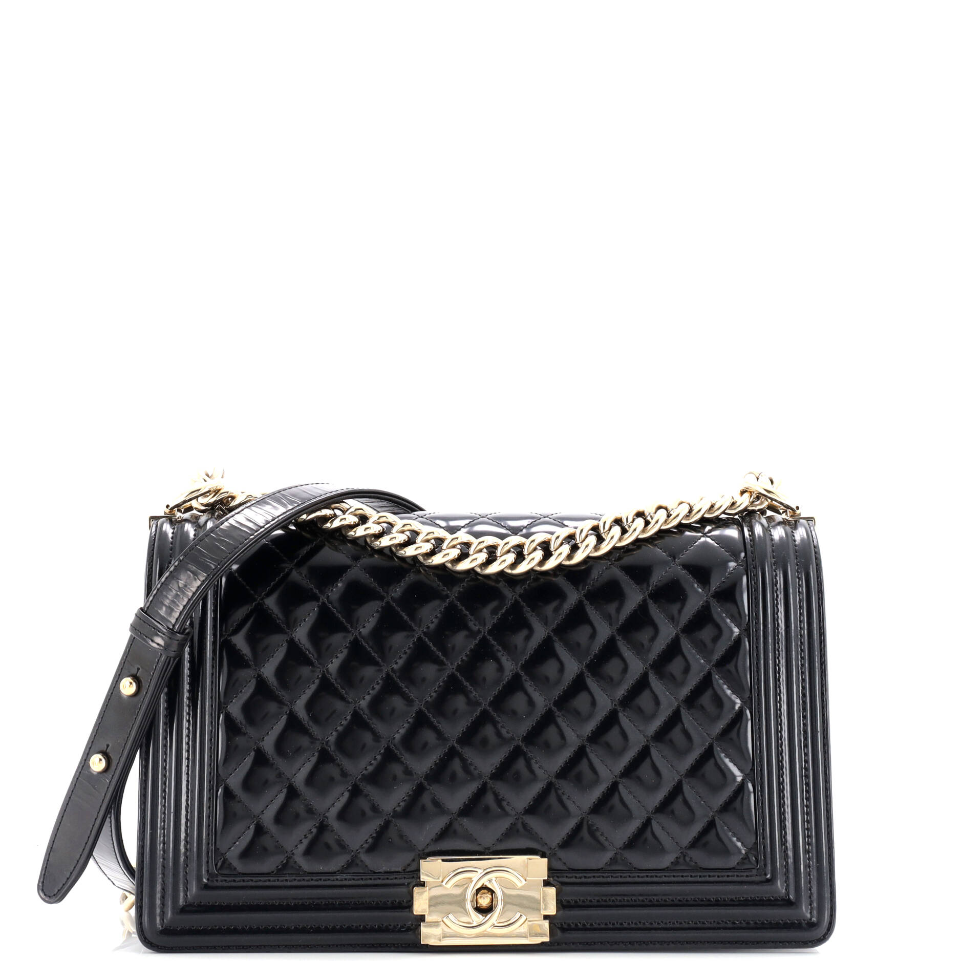 Boy Flap Bag Quilted Patent New Medium