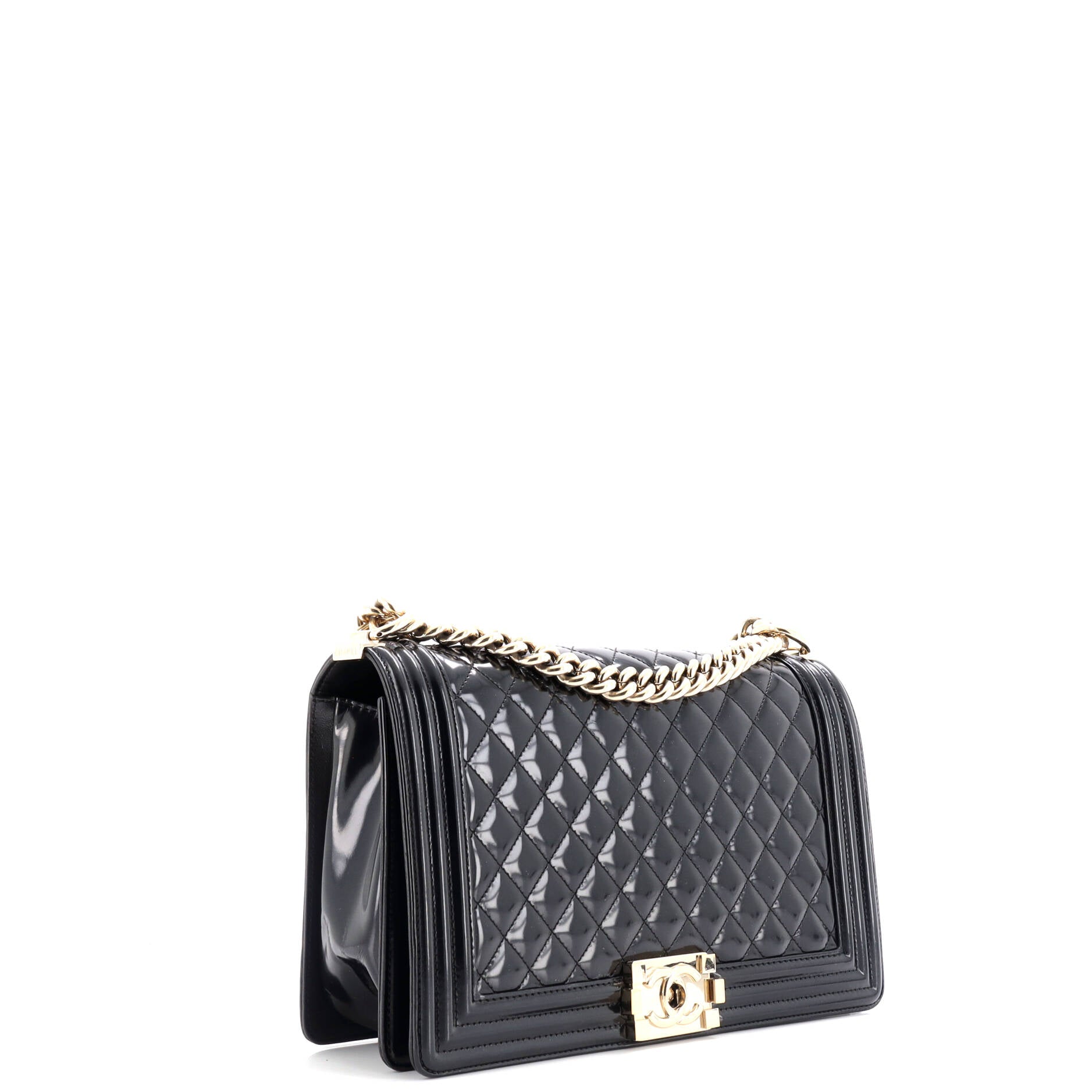 Boy Flap Bag Quilted Patent New Medium