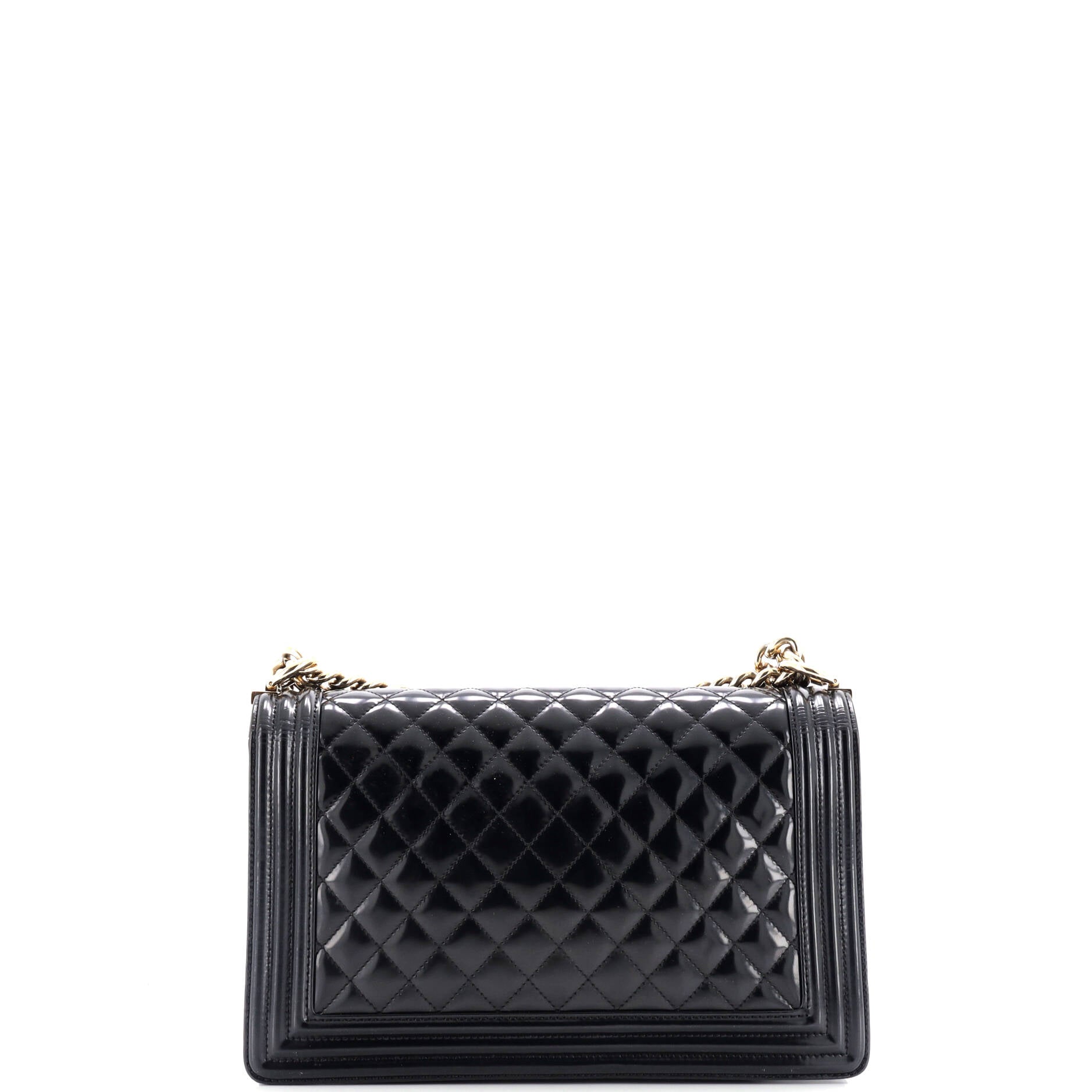 Boy Flap Bag Quilted Patent New Medium