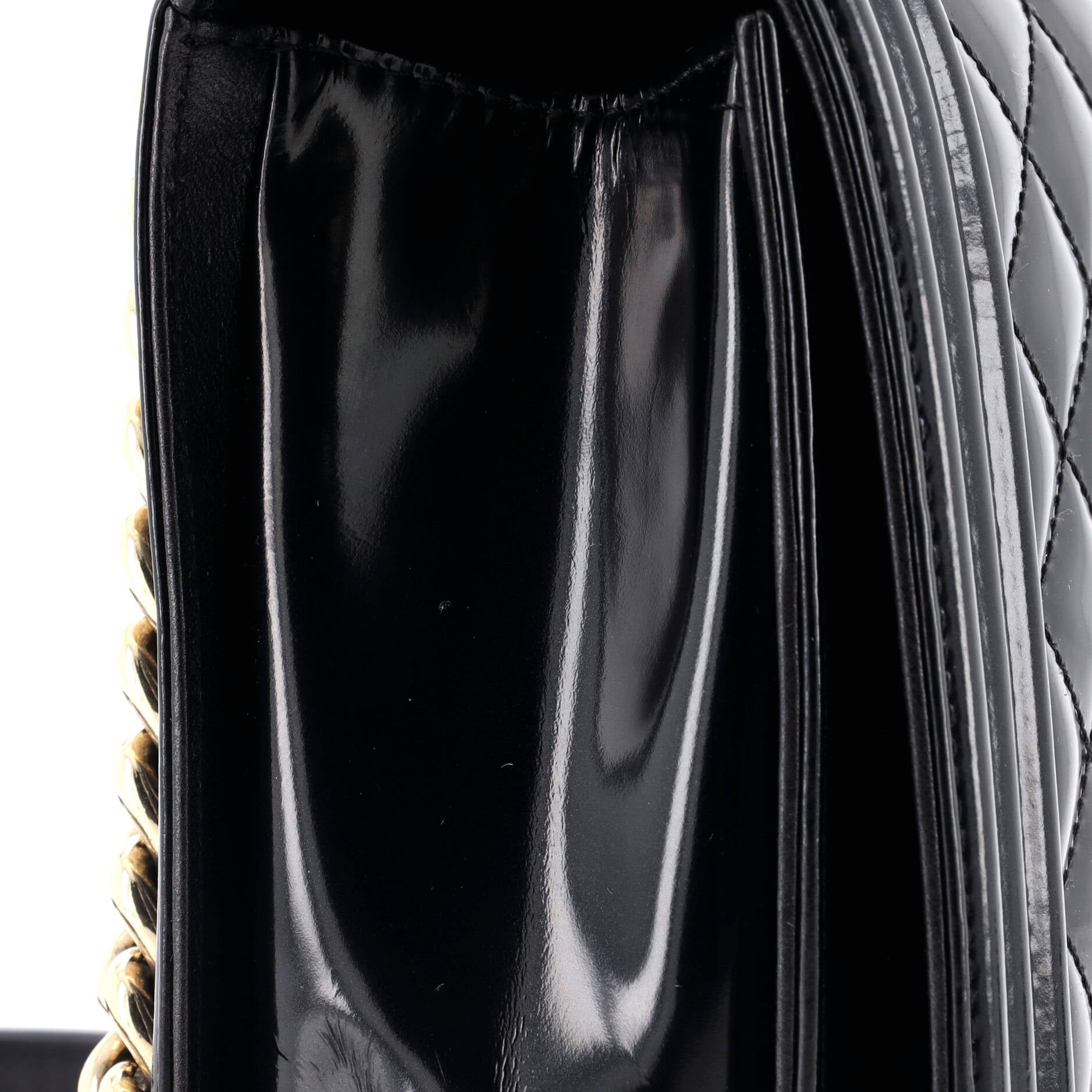 Boy Flap Bag Quilted Patent New Medium