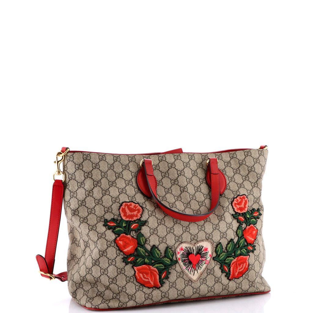 Convertible Soft Tote Embroidered GG Coated Canvas Medium