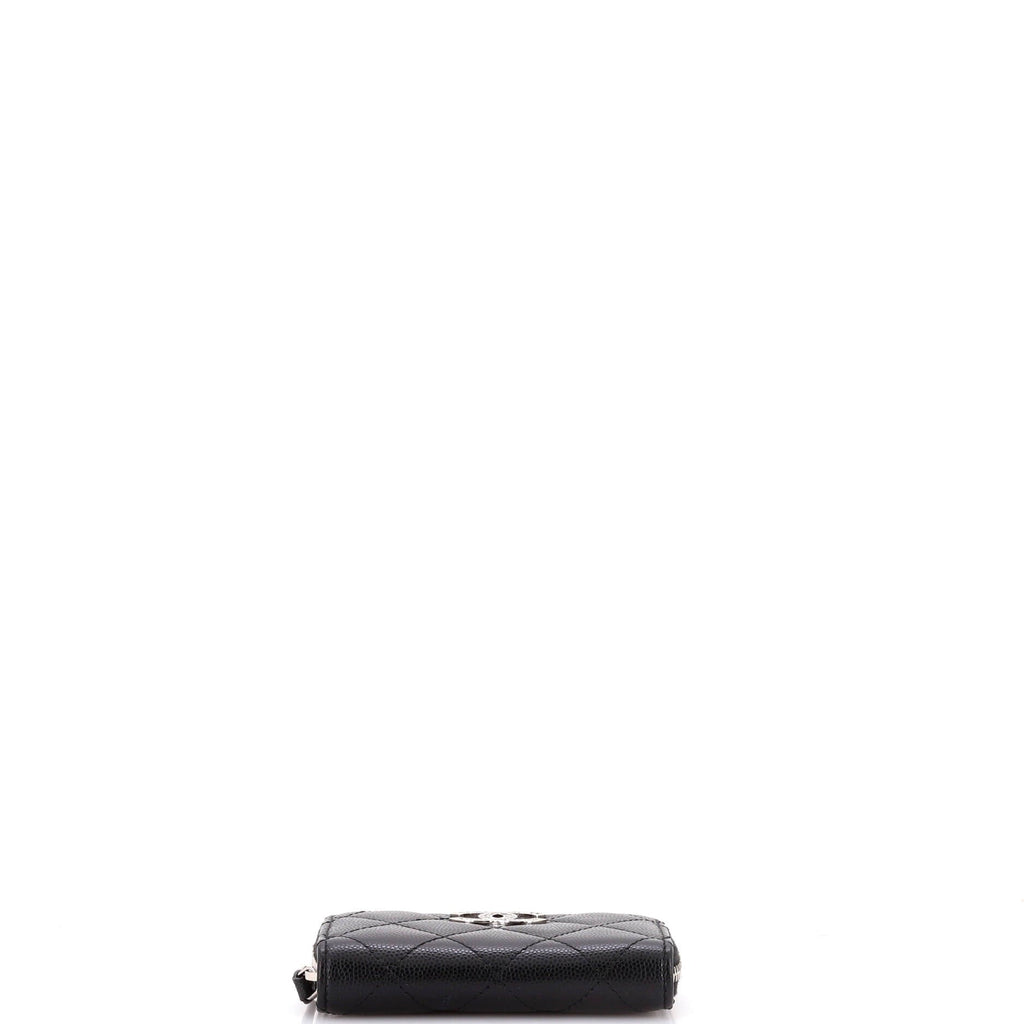 CC Cut Out Coco Chanel Zip Coin Purse Quilted Caviar Small
