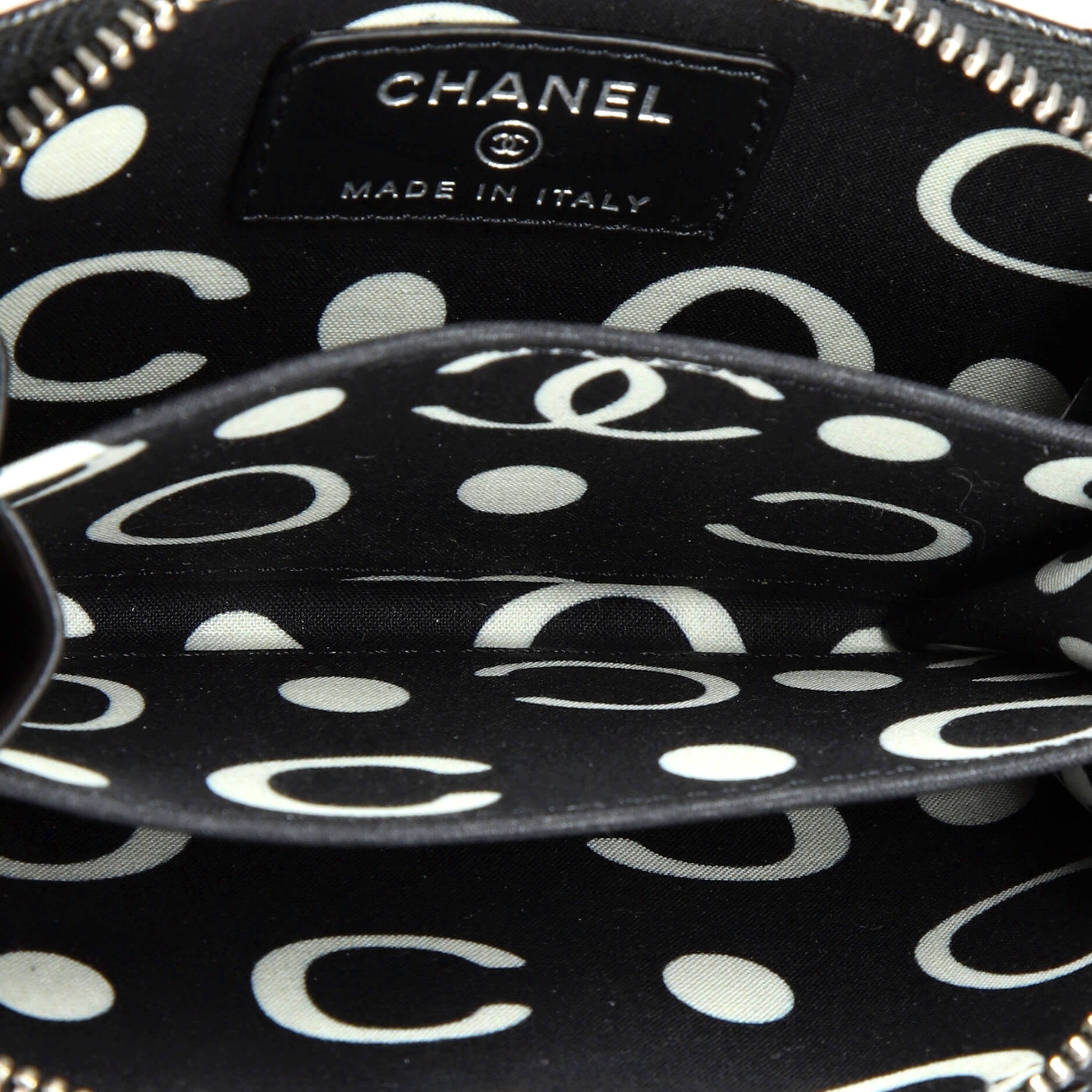 CC Cut Out Coco Chanel Zip Coin Purse Quilted Caviar Small