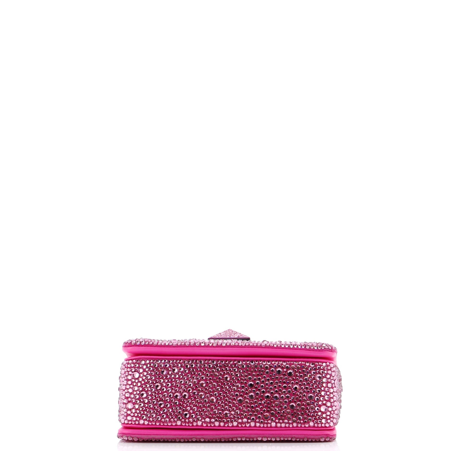 One Stud Chain Flap Bag Crystal Embellished Suede Small
