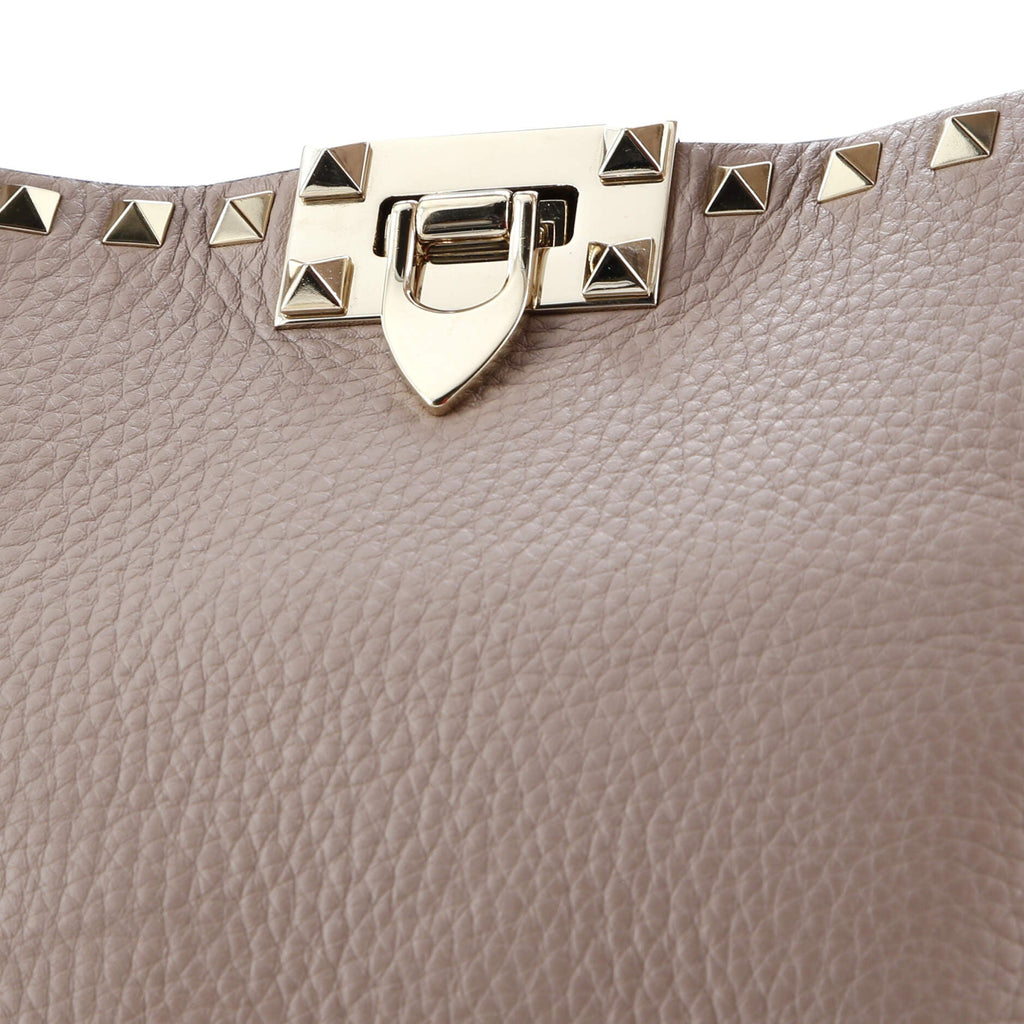 Rockstud Flip Lock Hobo Leather Small