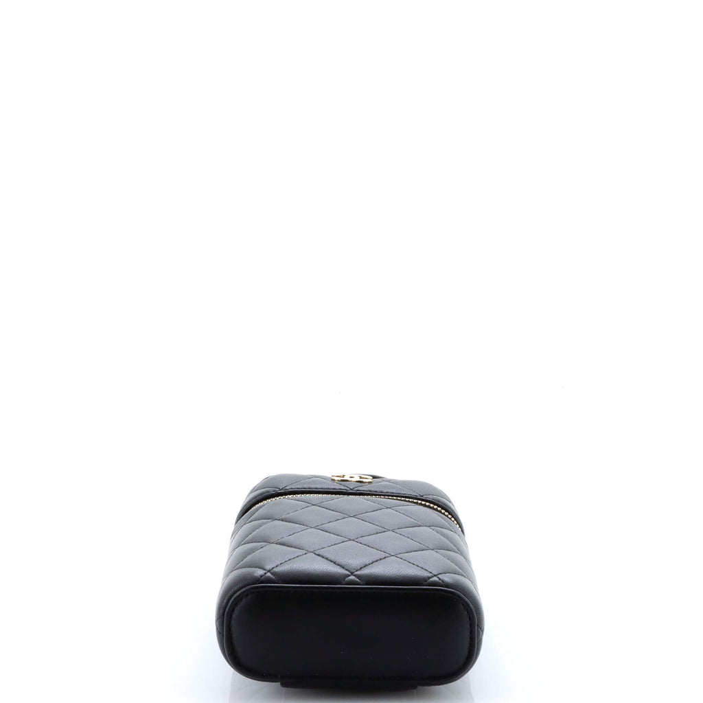 Classic Vanity Top Handle Phone Holder with Chain Quilted Lambskin