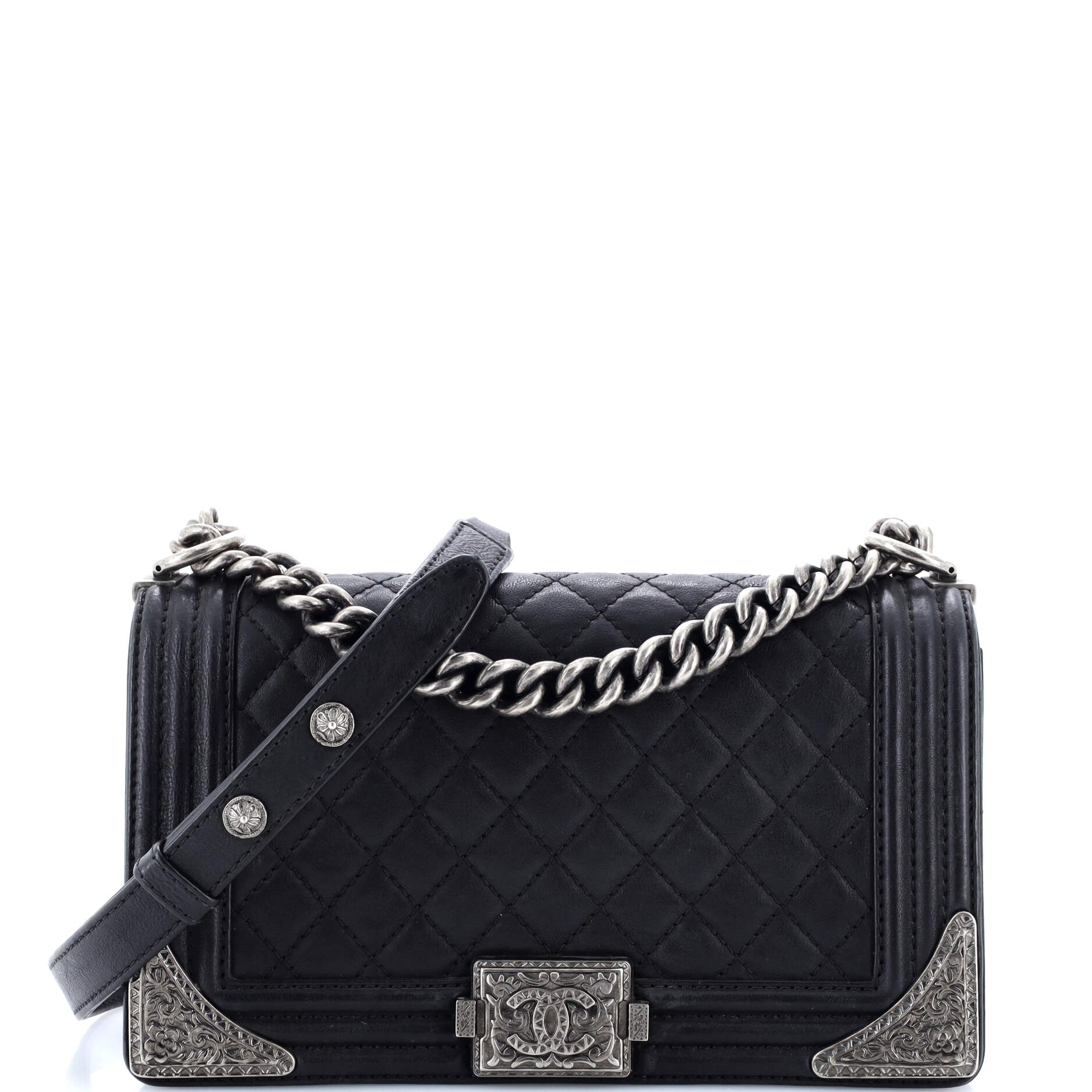 Paris-Dallas Boy Flap Bag Quilted Calfskin with Metal Adornments Old Medium
