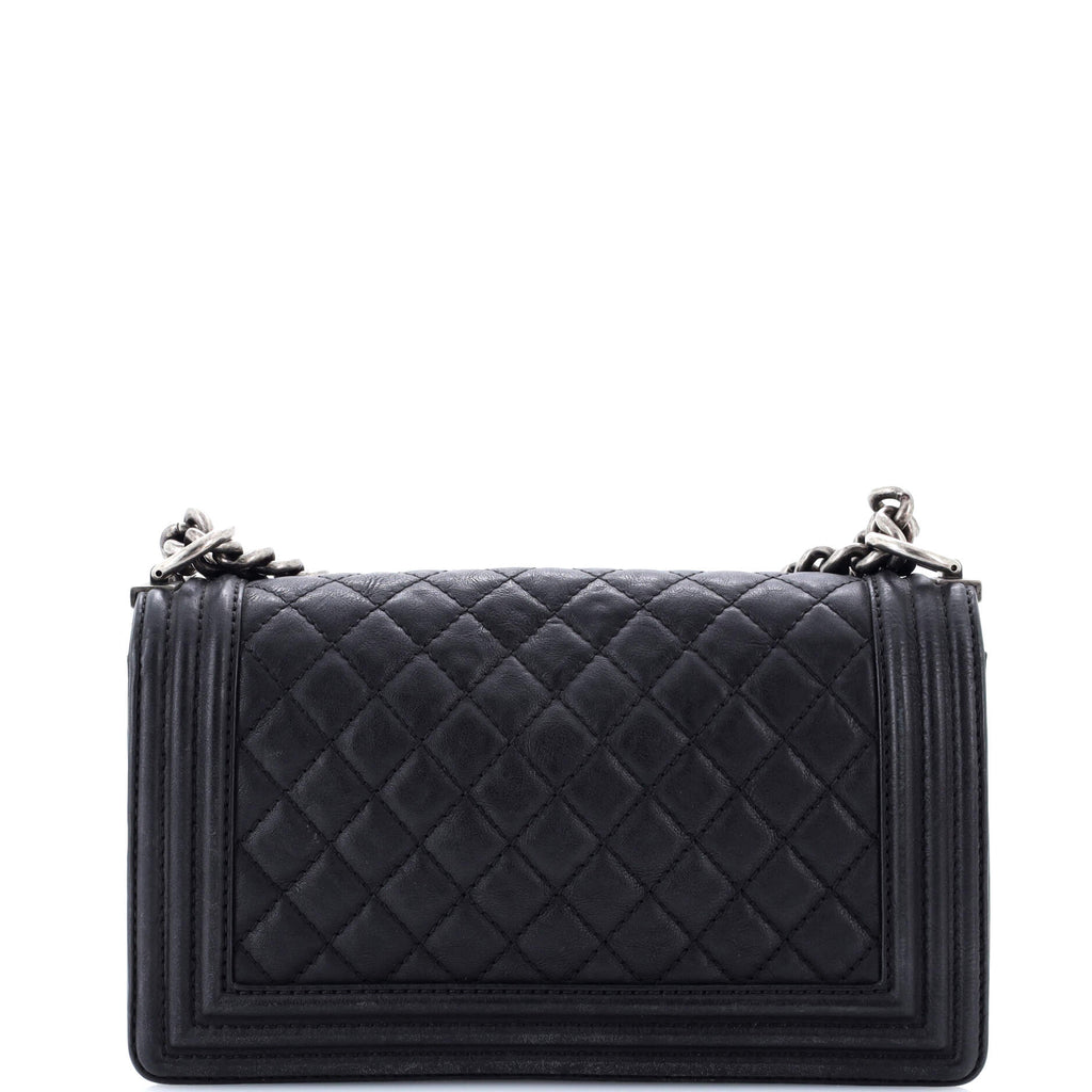 Paris-Dallas Boy Flap Bag Quilted Calfskin with Metal Adornments Old Medium