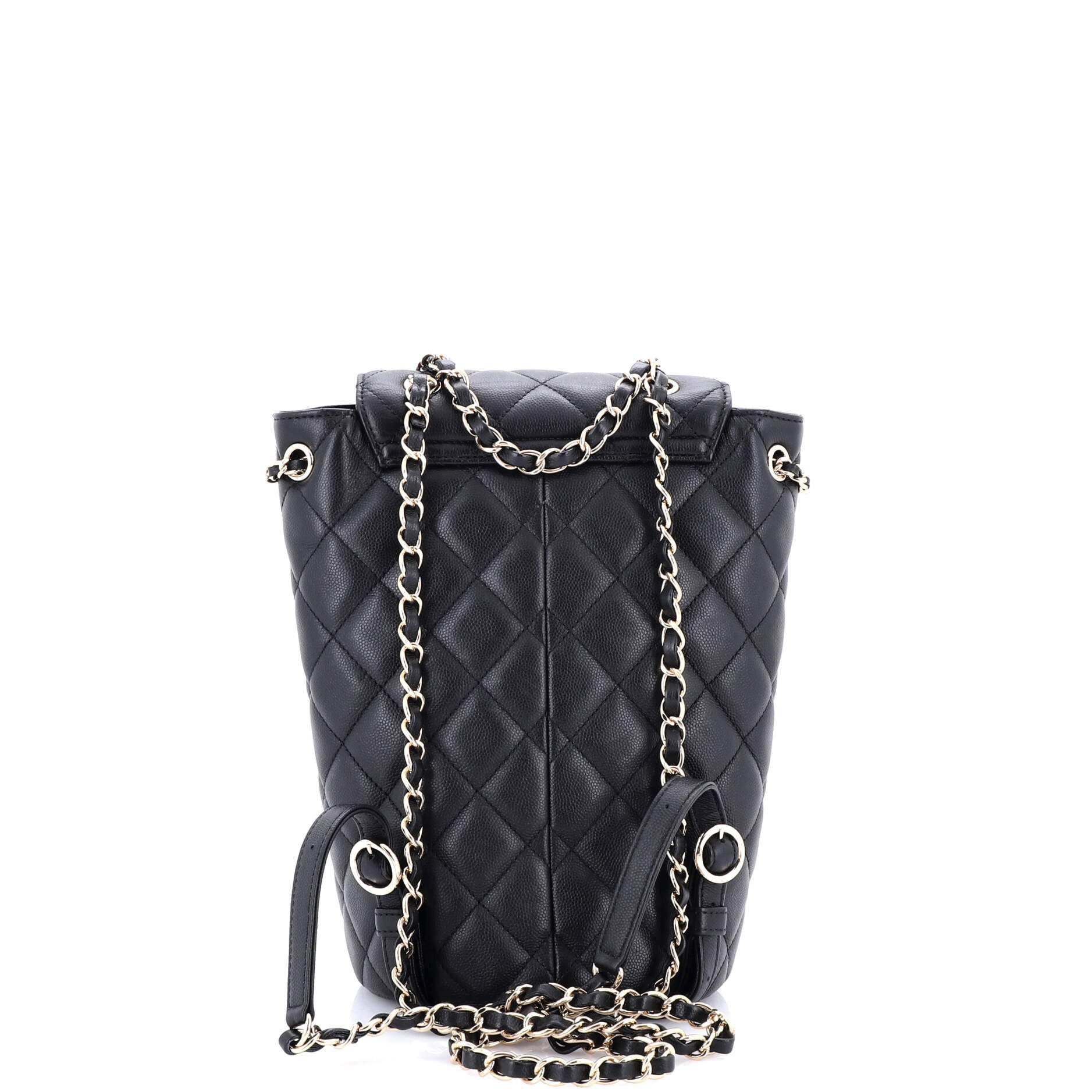 Double Pocket Flap Bucket Backpack Quilted Caviar