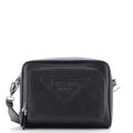 Triangle Logo Messenger Bag Embossed Saffiano Leather Small