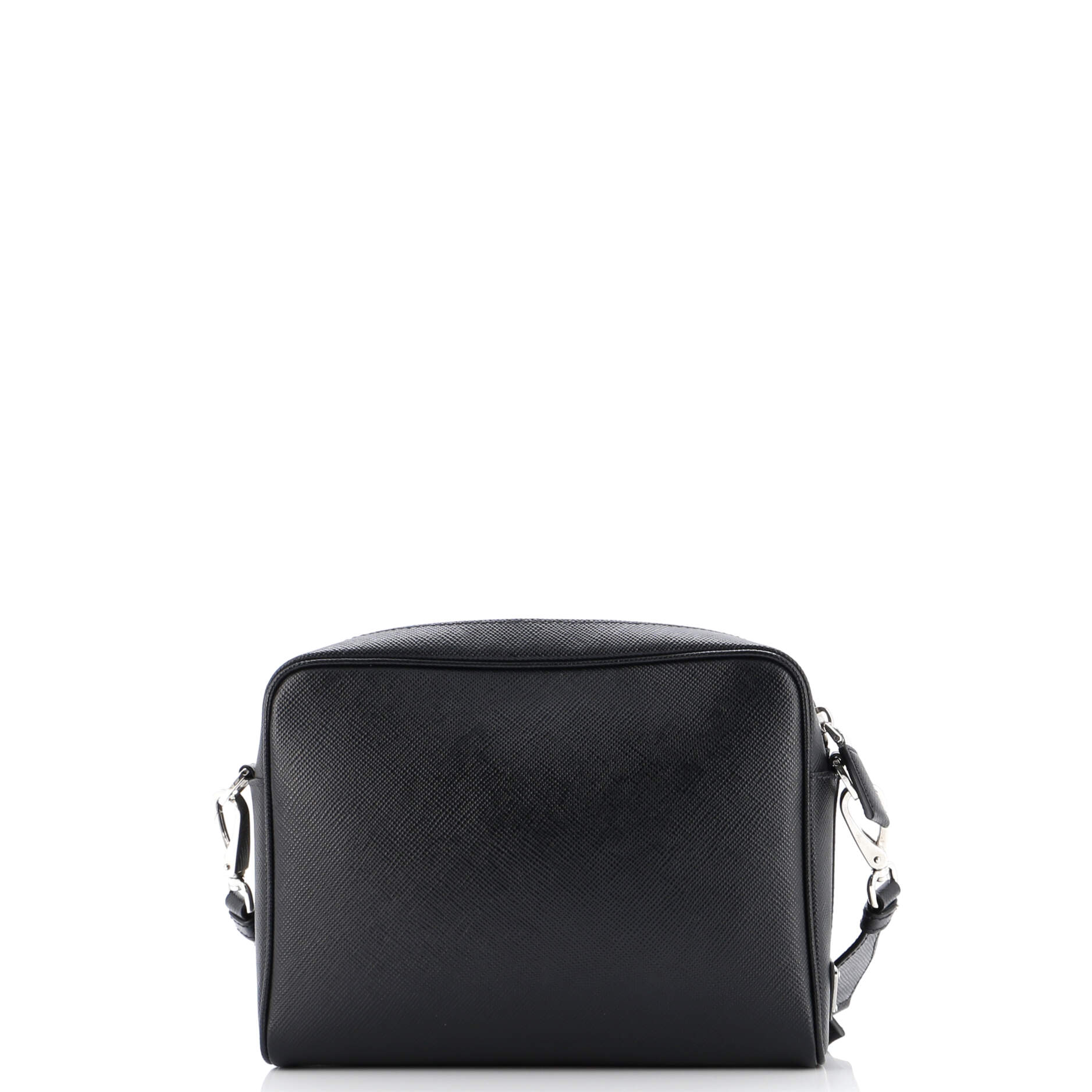 Triangle Logo Messenger Bag Embossed Saffiano Leather Small