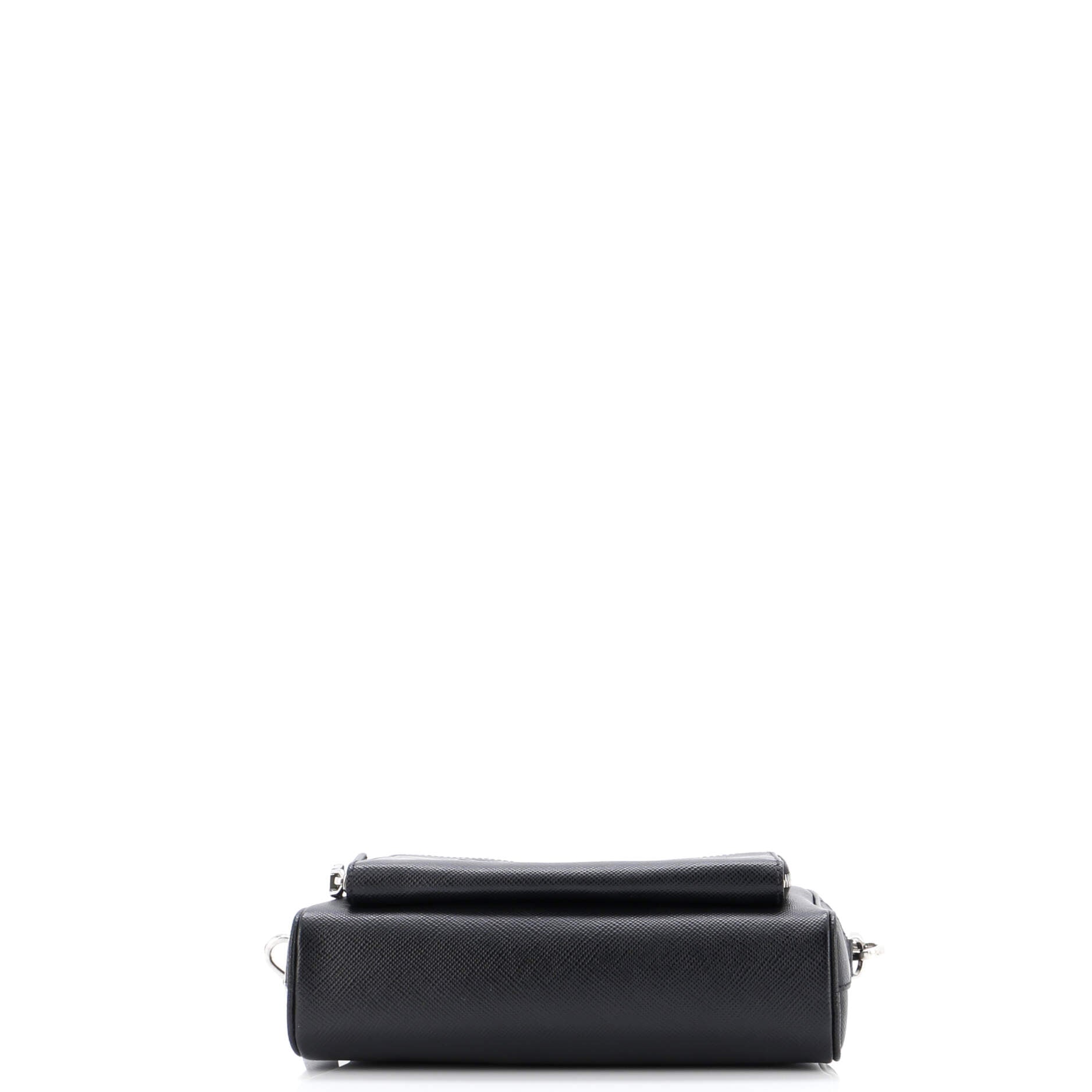 Triangle Logo Messenger Bag Embossed Saffiano Leather Small