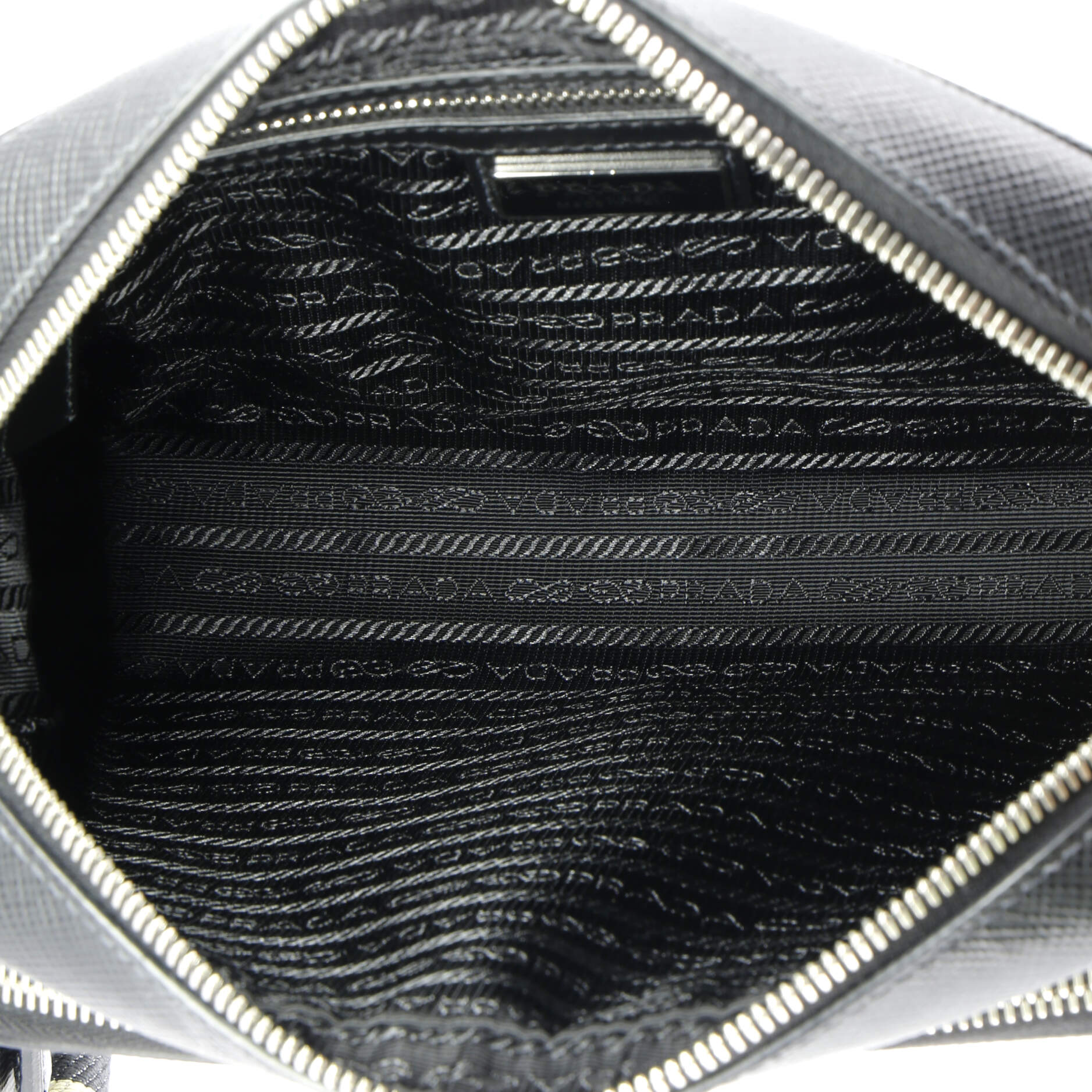 Triangle Logo Messenger Bag Embossed Saffiano Leather Small