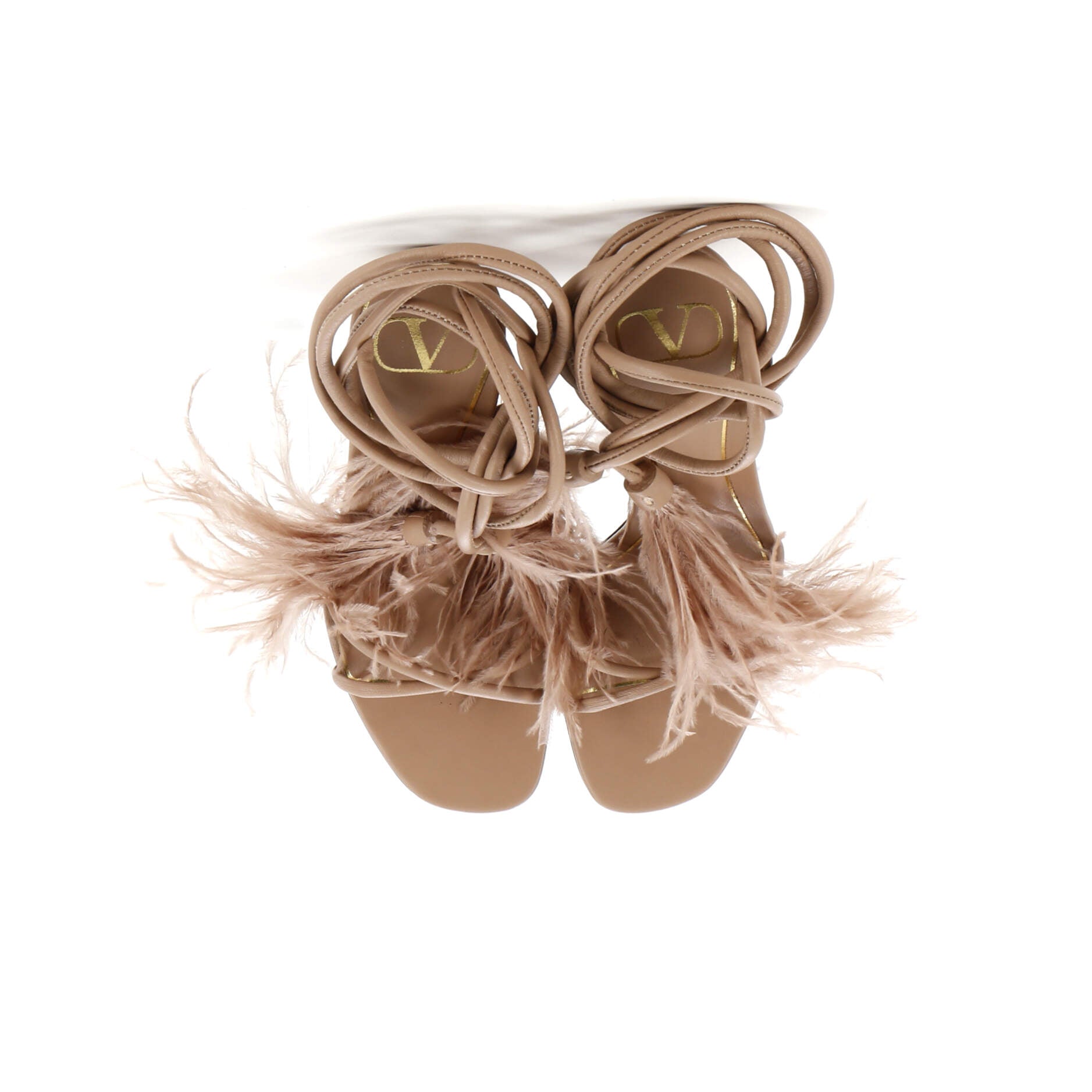 Women's Upflair Heeled Sandals Leather with Feathers