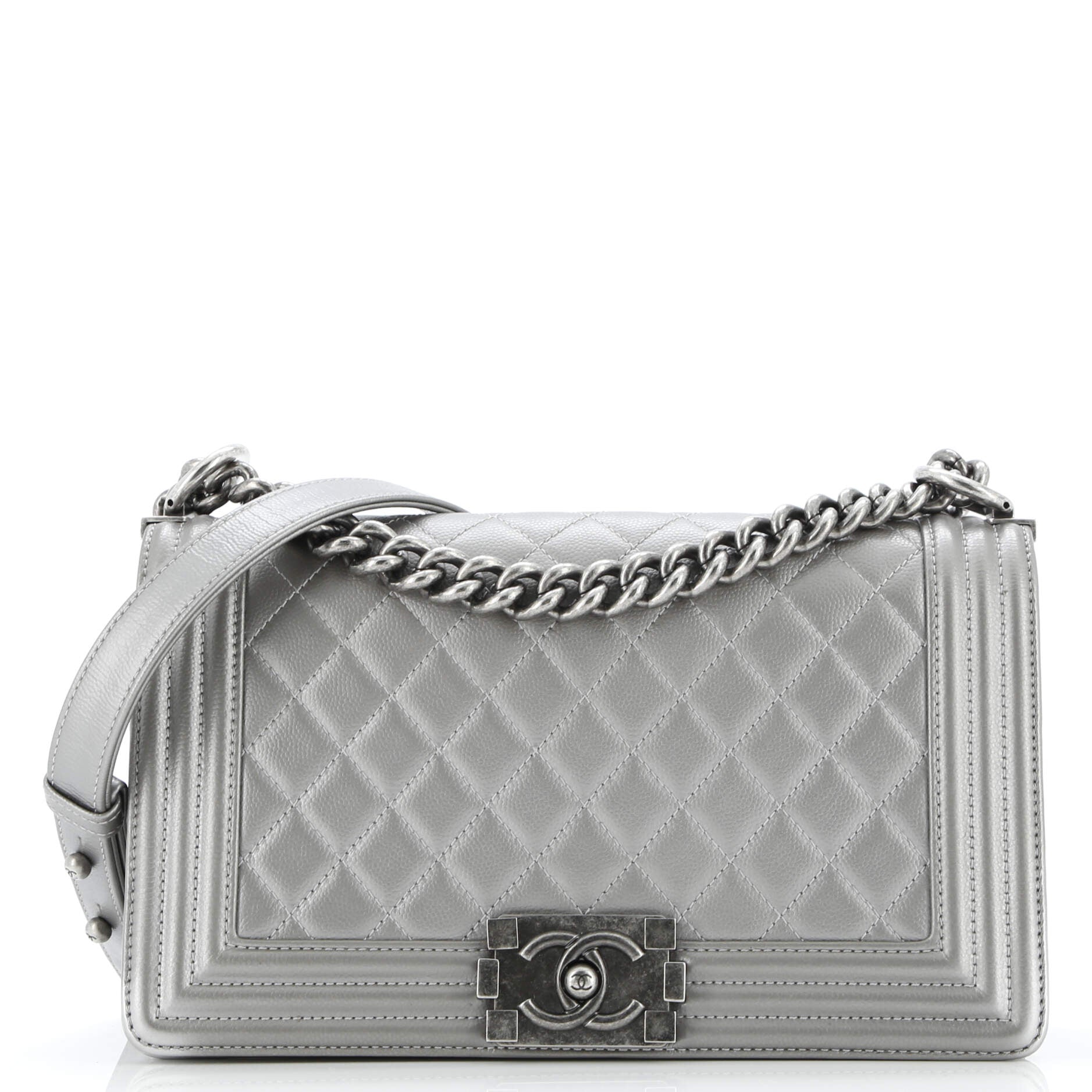 Boy Flap Bag Quilted Caviar Old Medium