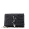 Classic Monogram Tassel Crossbody Bag Crocodile Embossed Leather Small