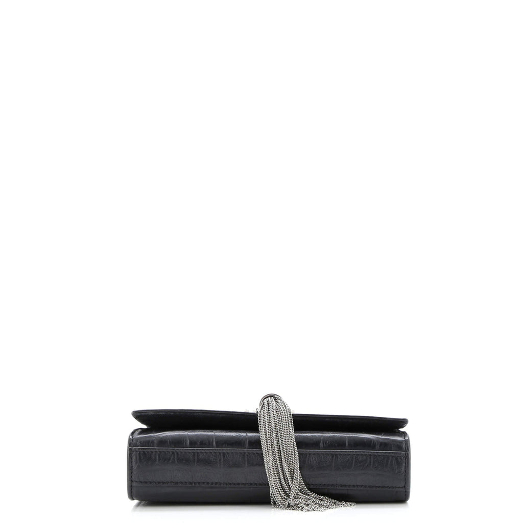 Classic Monogram Tassel Crossbody Bag Crocodile Embossed Leather Small