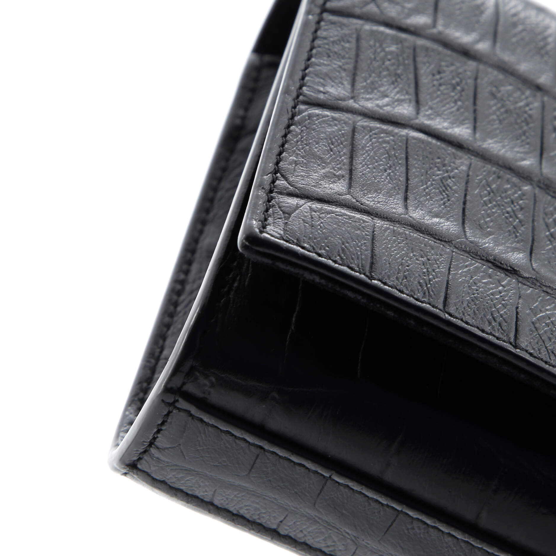 Classic Monogram Tassel Crossbody Bag Crocodile Embossed Leather Small