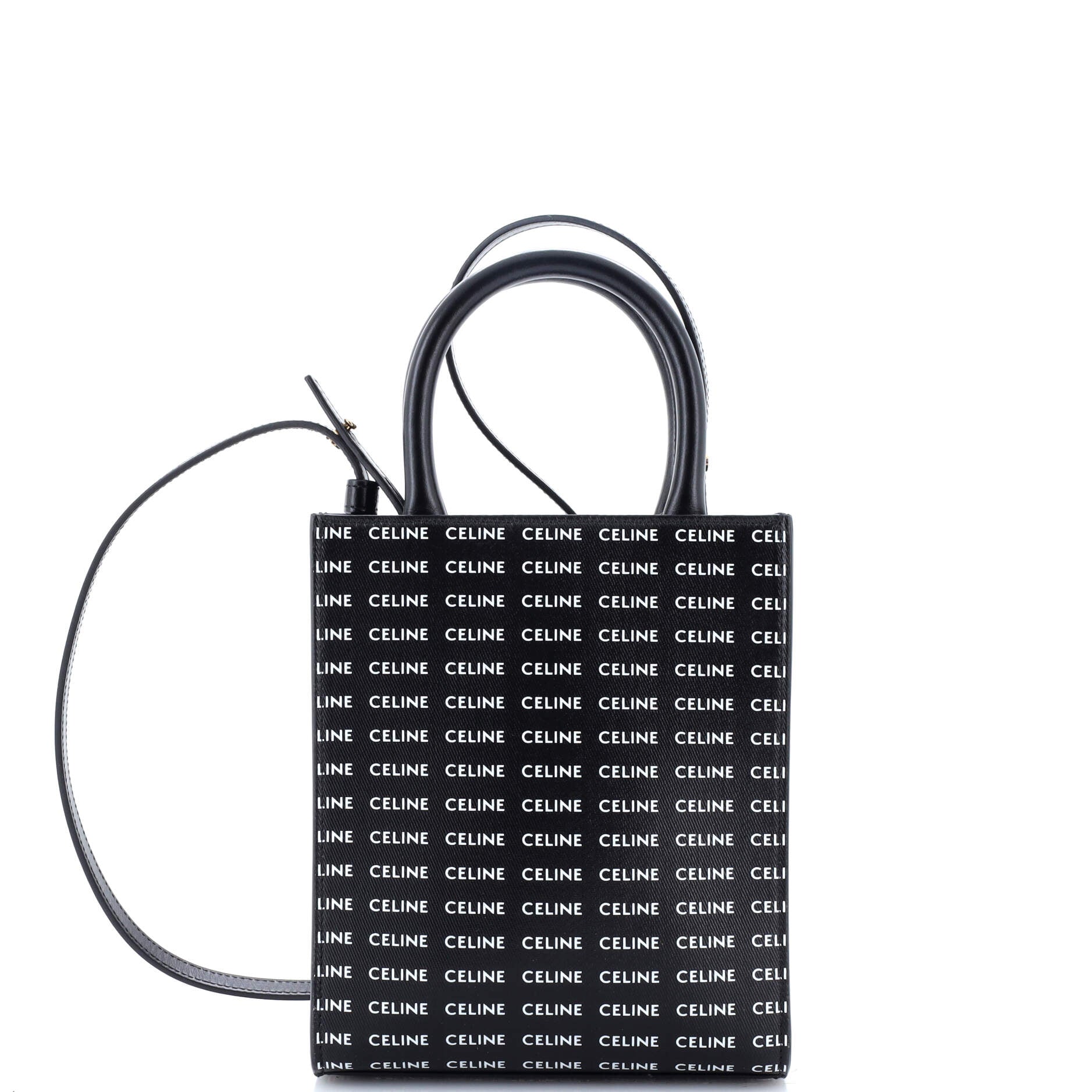 Vertical Cabas Tote All Over Logo Print Leather Mini