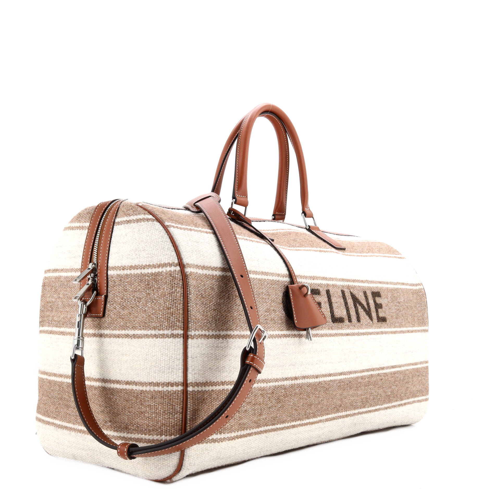 Travel Duffle Bag Striped Jacquard Textile Large
