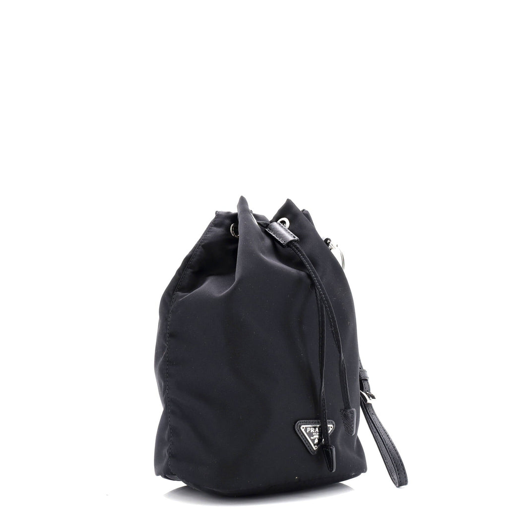 Drawstring Wristlet Bucket Bag Tessuto Small