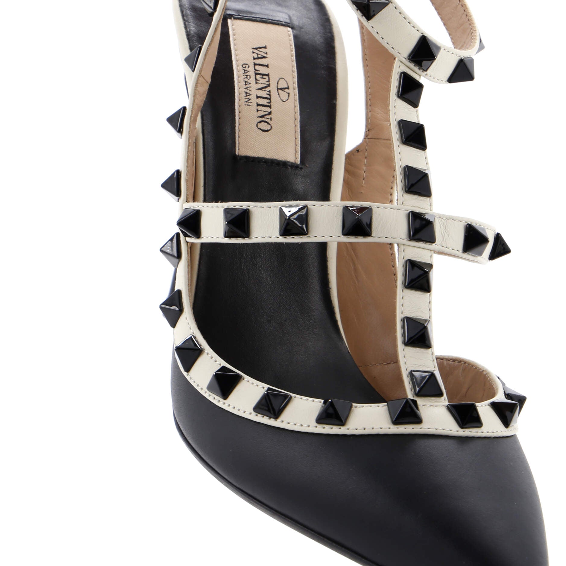 Women's Rockstud Ankle Strap Pumps Leather 100
