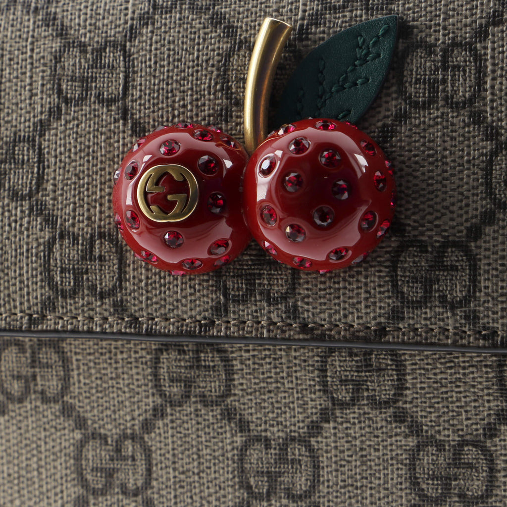 Cherries Wallet on Chain GG Coated Canvas Mini