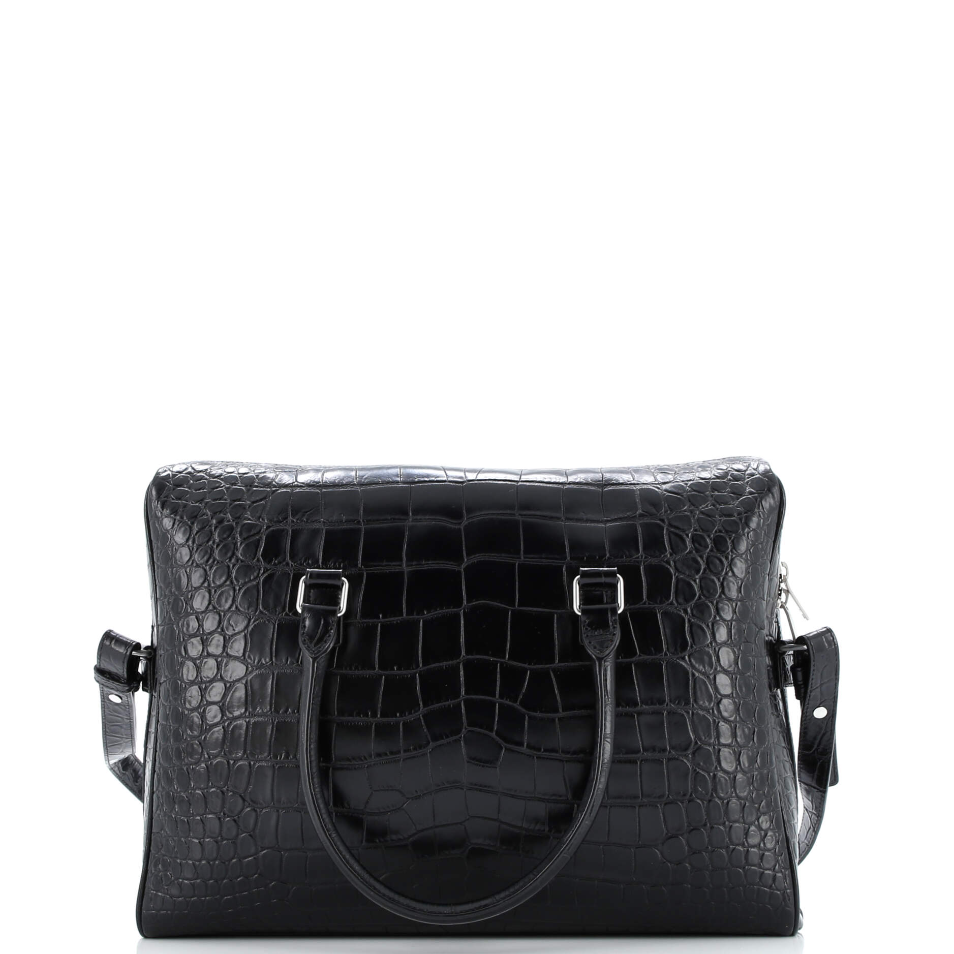 Duffle Briefcase Crocodile Embossed Leather